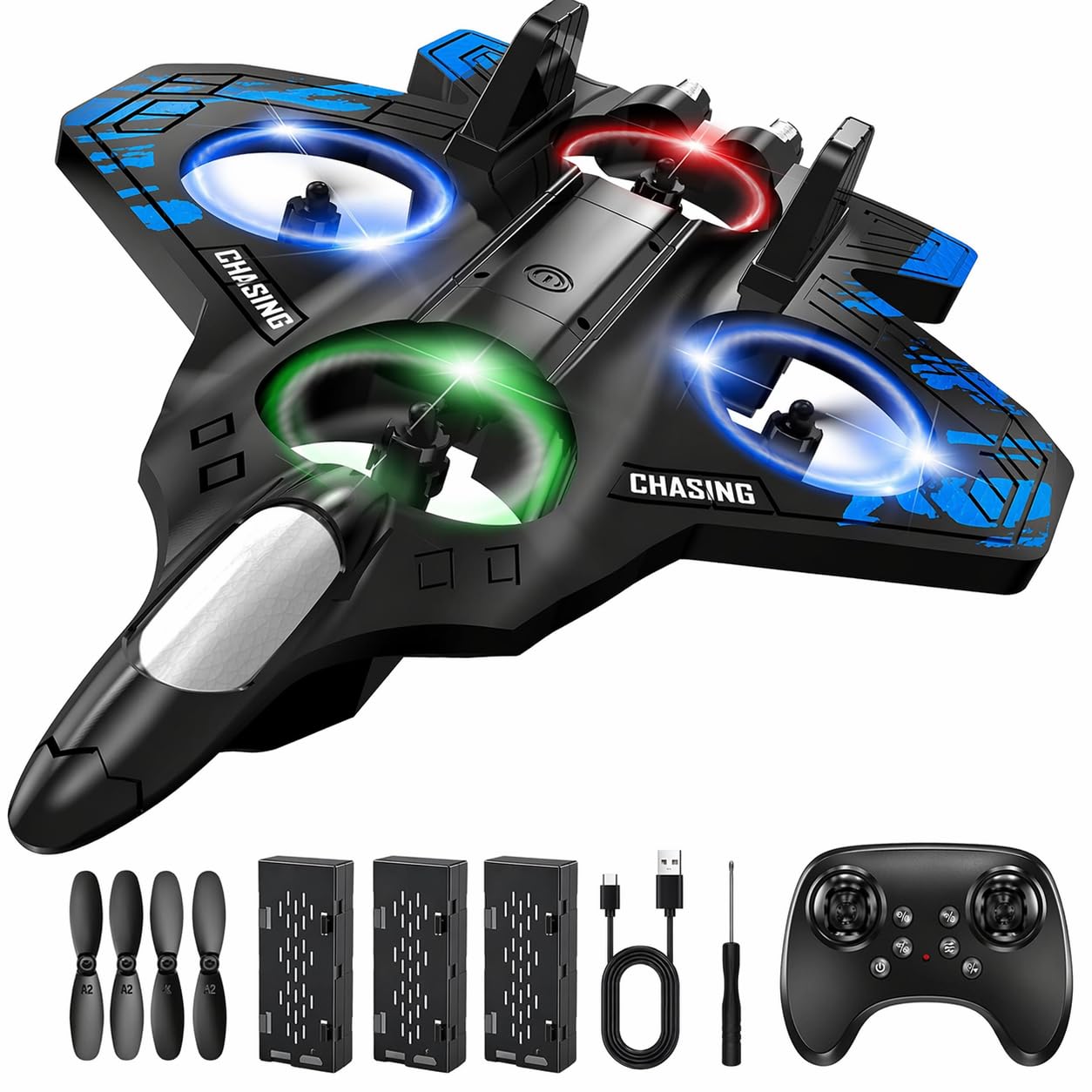 PRIMEX PRO Foam Remote Control Airplanes RC Plane for Kids Adults Beginners, RC Airplane Fighter Jet with Light, 360° Flip Fighter Jet Toys, Stunt Roll, Airplane Toy Gifts for Boys Ages 6-18