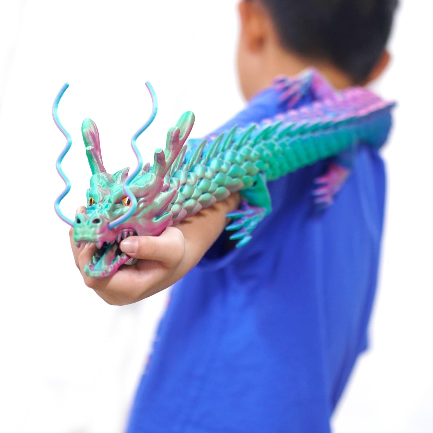 Large 3D Printed Dragon Toys,XXL Animals 47.3 inch Super Long and Big Size lacertid Figurines,Giant 3 D Printer Stuff Dragons Egg,Huge Fidget Action Figures,Cool 3-d Print Gifts (47.3inch-PG)
