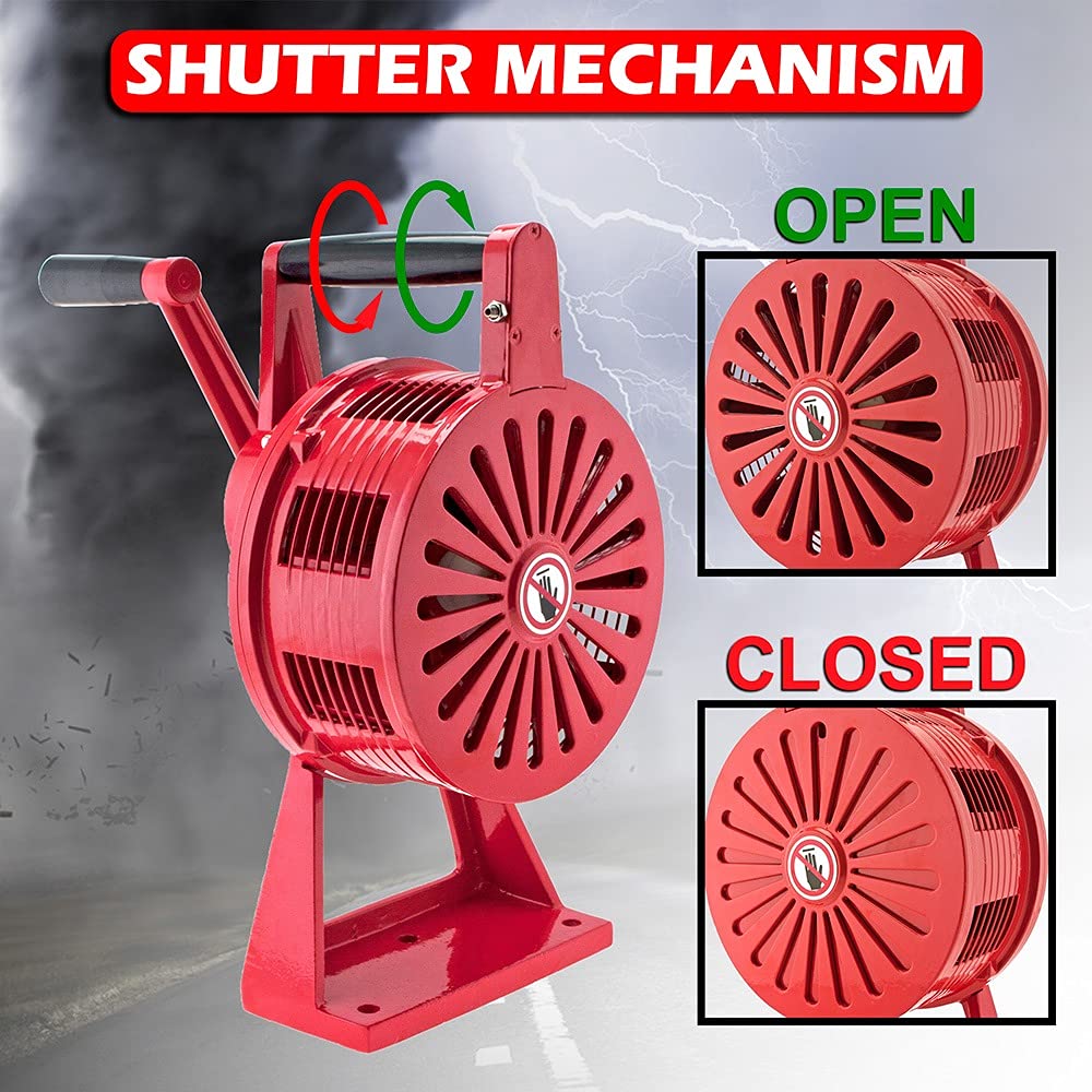 Vixen Horns Air Raid Hand Crank Siren, Loud Heavy Duty Tornado Siren with Base/Table Mount, Fire Air-raid Alarm, Warning Construction Air Horn VXS-1200MR