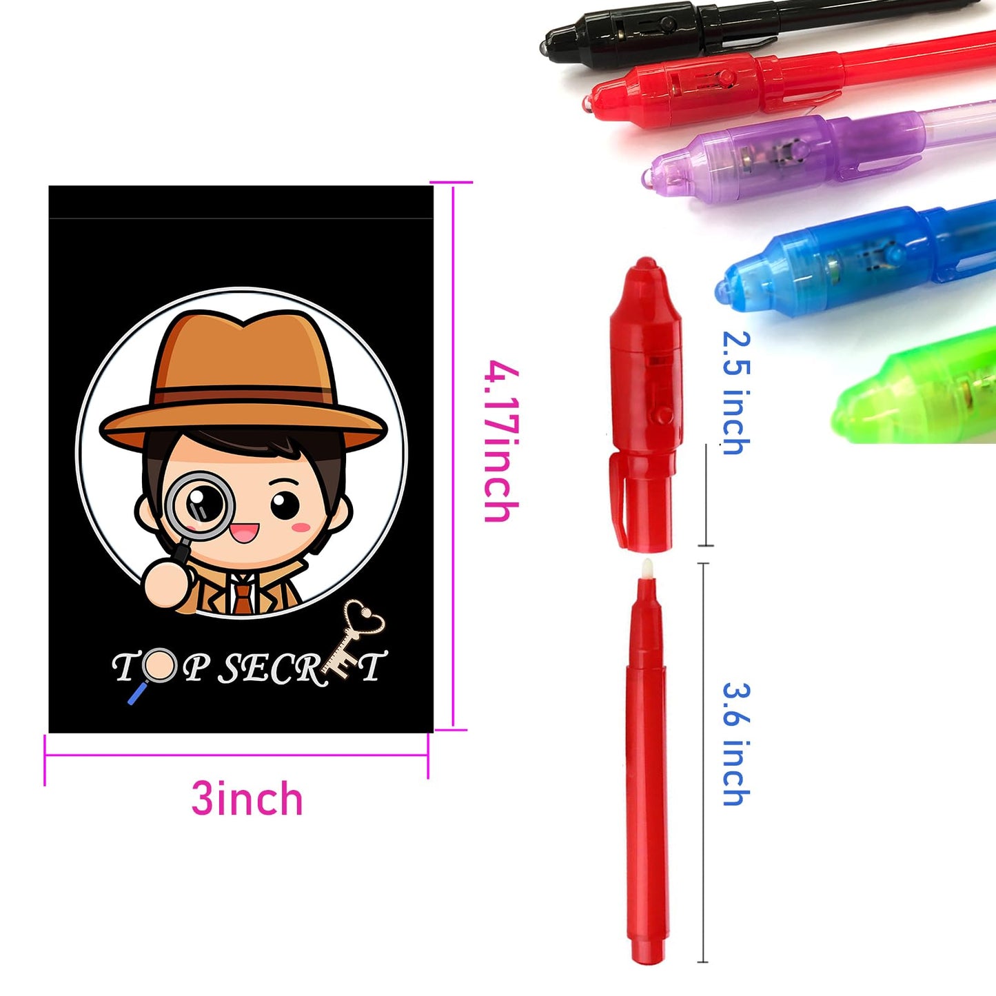 SCStyle Invisible Ink Pen 28Pcs with UV Light Magic Marker for Secret Messages, Writing Information for Birthdays, Easter, Halloween, Christmas Gifts for Students