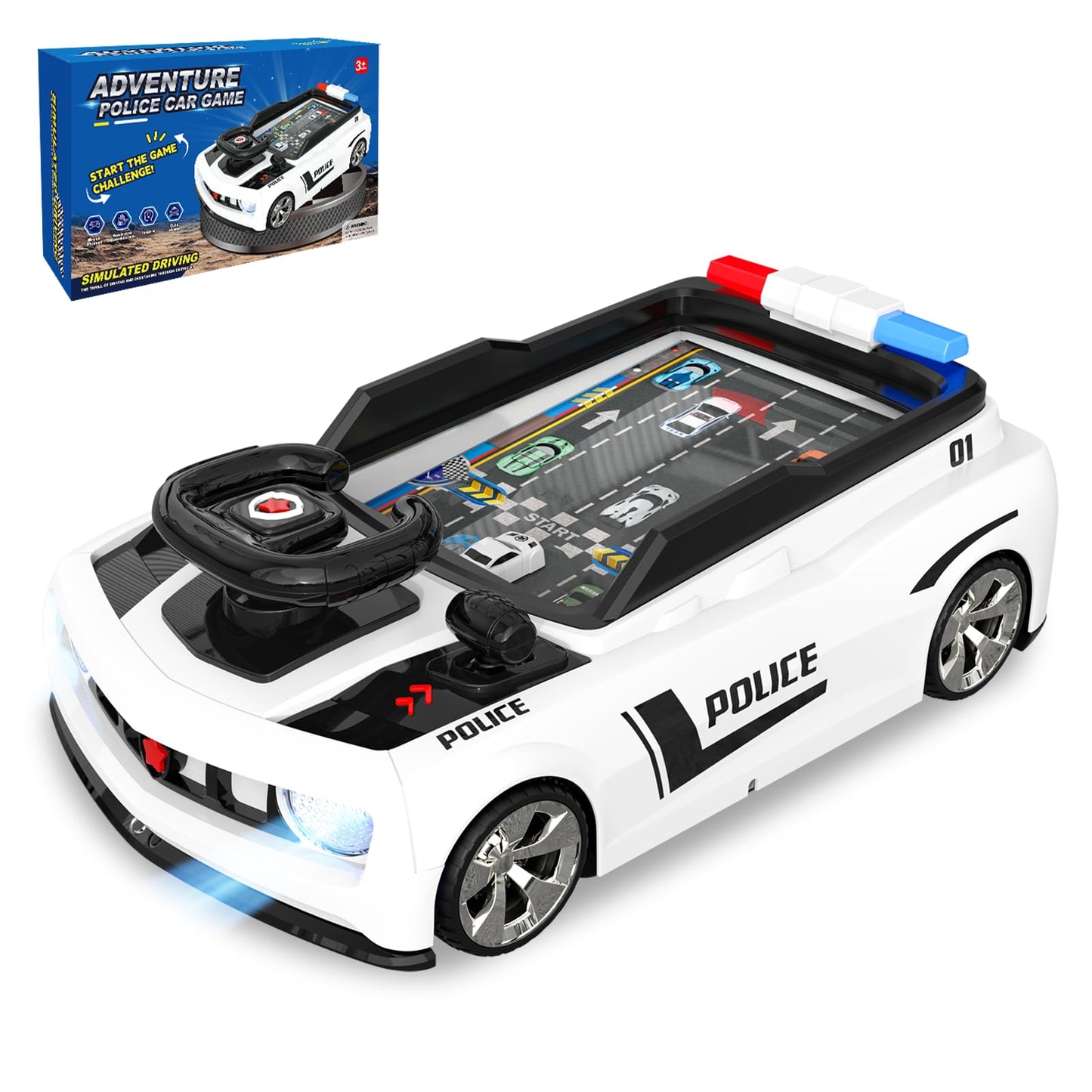 Mytothfy Musical Steering Wheel Racing Car Toy, Racing Adventure Car Steering Wheel for Toddler Kids, Toddler Simulated Driving Game Cars with Sound and Light, Xmas Birthday Gifts for Kids Ages 3+
