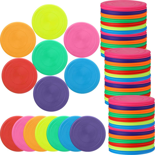 Vinsot 84 Pcs Flying Discs Bulk –7 Inch Flying Discs for Kids Dogs Outdoor Game Toy Kindergarten Teaching Soft Rubber Flyer Disc for Children Adults Sports Party Favors, 7 Colors