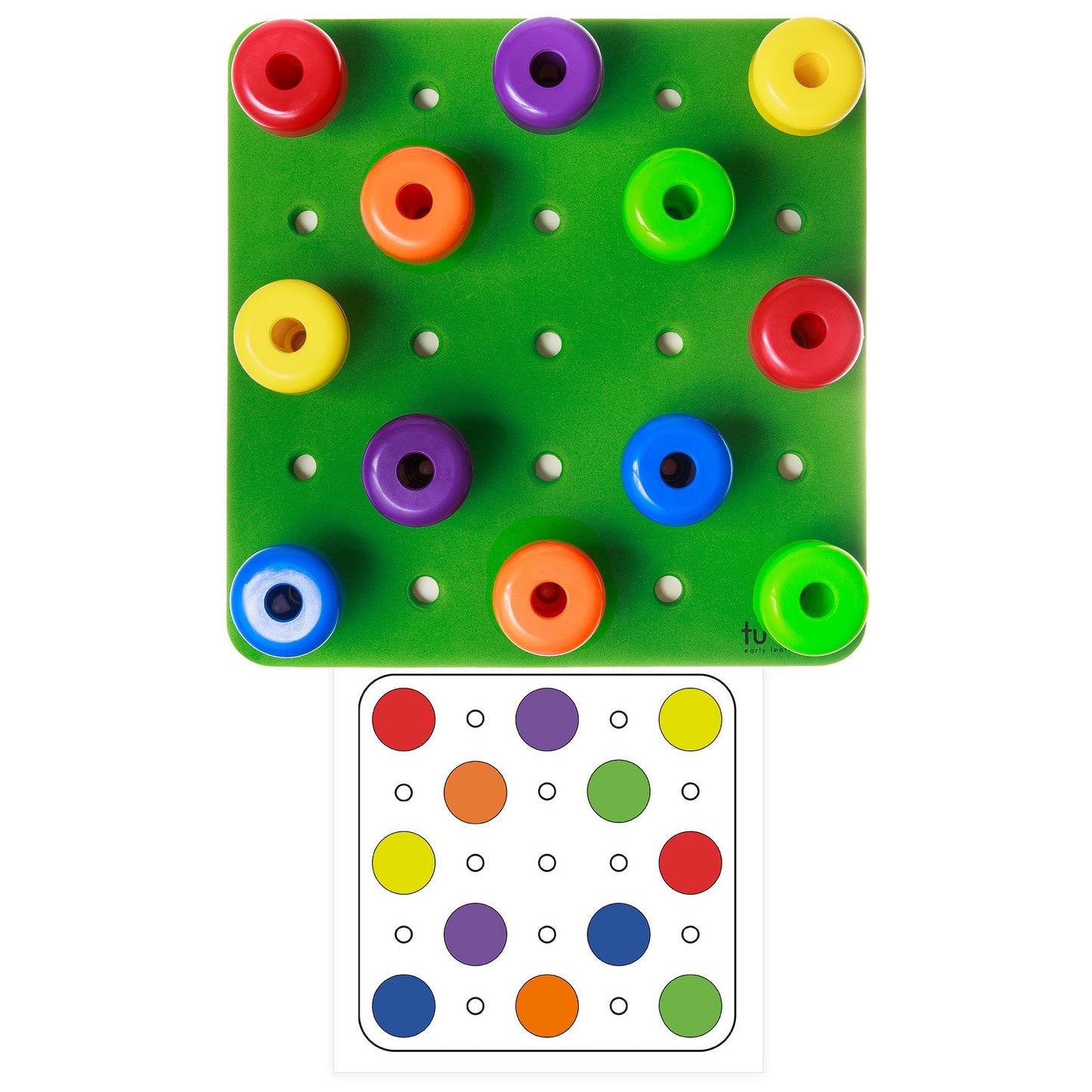 Toddler Peg Board Sensory Montessori Fine Motor Skills Educational Toys - 30 Stackable Pegs + Pattern Card + Drawstring Backpack + E-Book