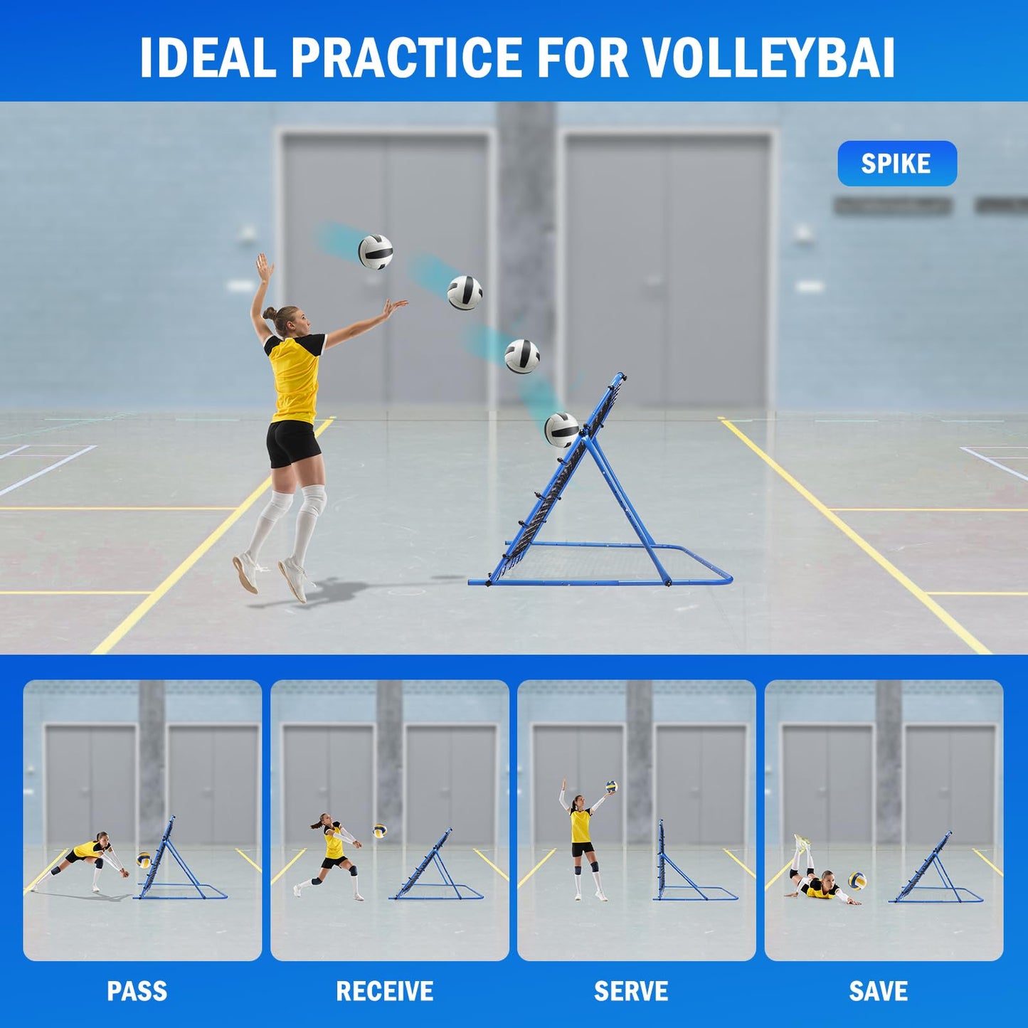 4x4FT Soccer Baseball Rebounder Net, Quick-Switch Angle Softball Pitch Back Net Volleyball Soccer Training for Control, Passing Practice, Bounce Back Rebounder Gifts & Equipment for Kids,Teens & Adult