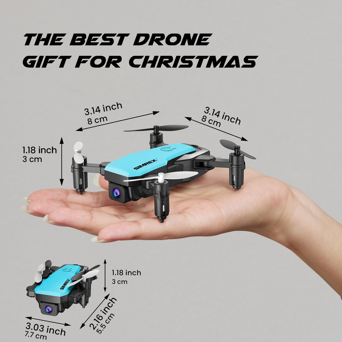 SIMREX Mini Drone with 720P Camera for Kids & Beginners - Foldable RC Quadcopter, Optical Flow Positioning, Altitude Hold, 3D Flip, 2 Batteries 20Min Flight, Safe & Easy Indoor Outdoor Flying Toy Gift (NEW BLUE)