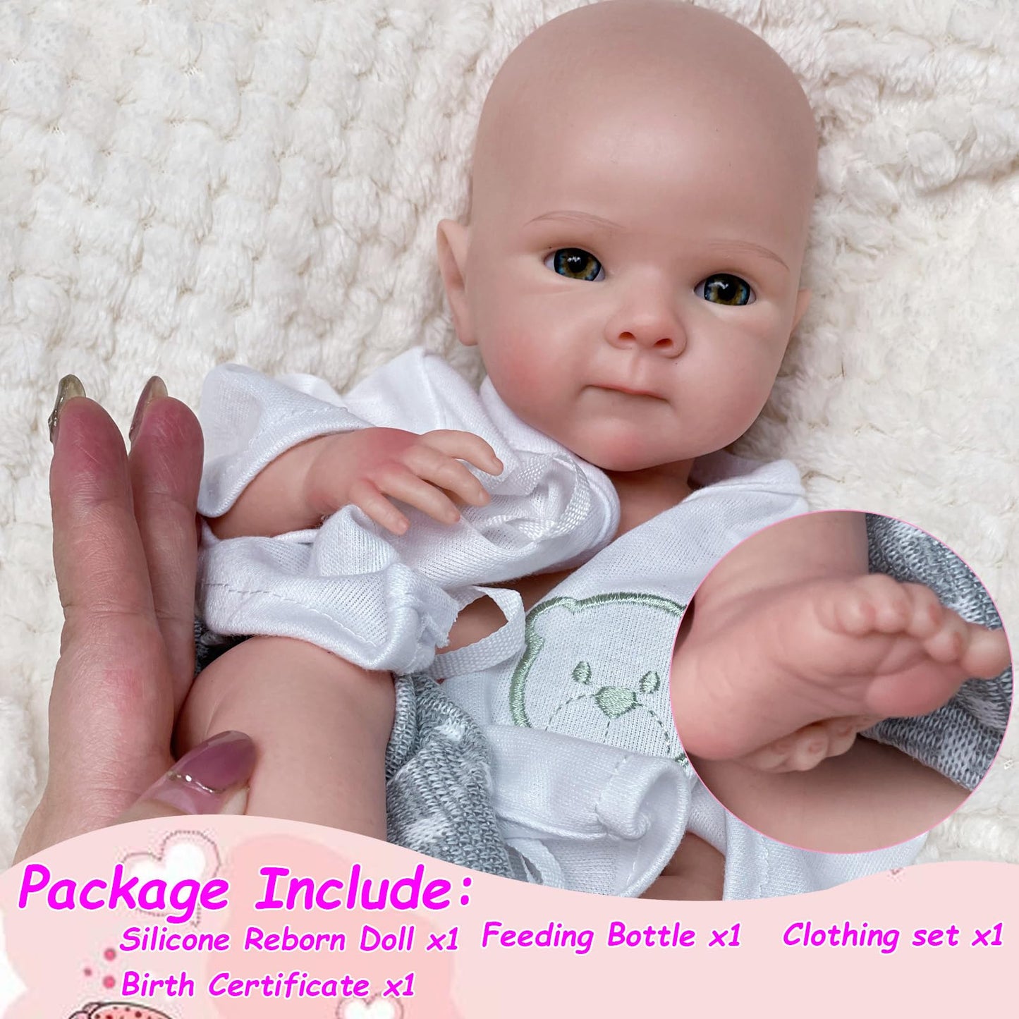 Aniiyy 13 Inch Full Body Silicone Baby Dolls Can Open Mouth Silicone Reborn Baby Dolls that Look Real Babies