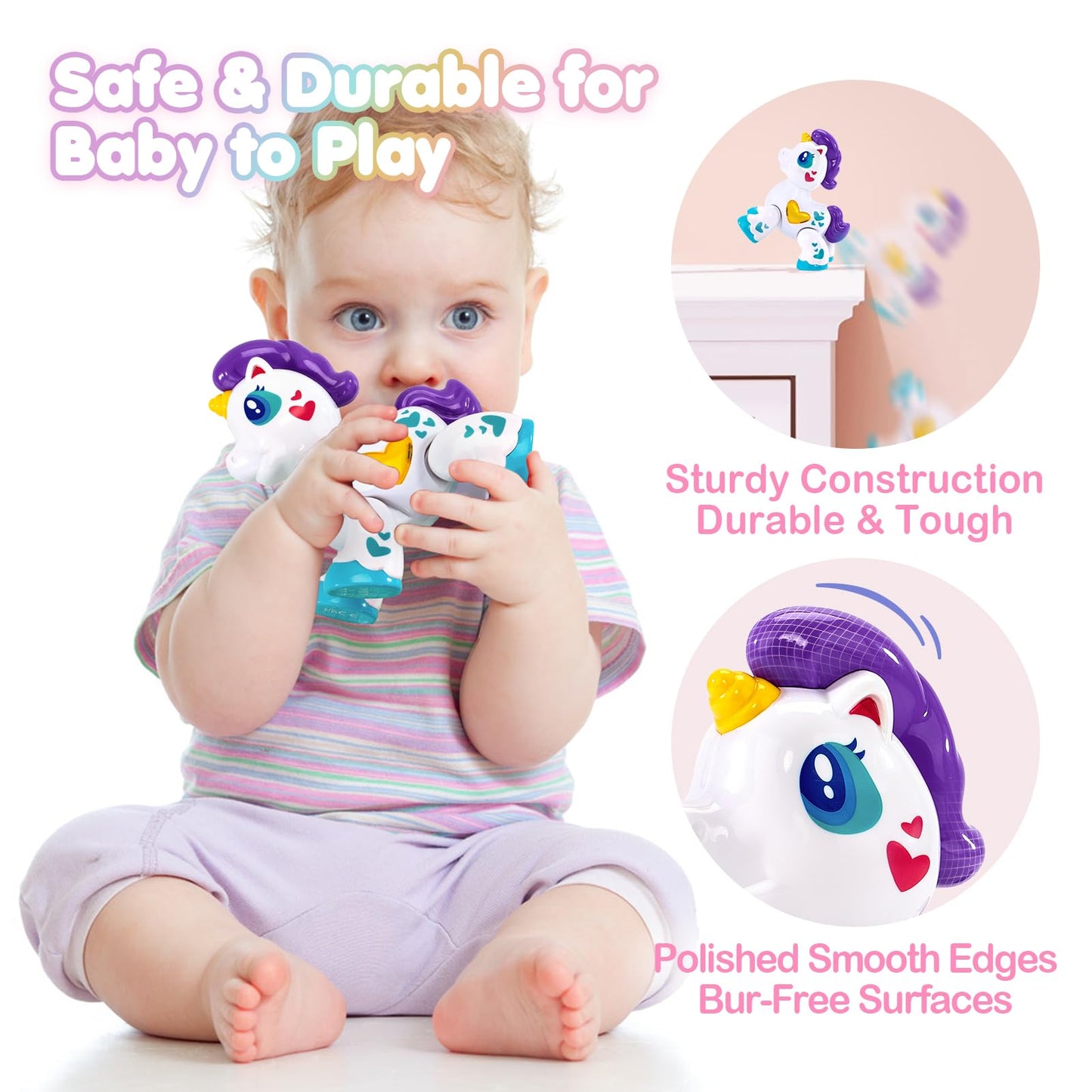 hahaland Unicorn Toys for 18-24 Month Old Girl, Light Up Musical Toddler Toys 1-2 Years, First Birthday Gifts for 1+ Year Old Baby Girl