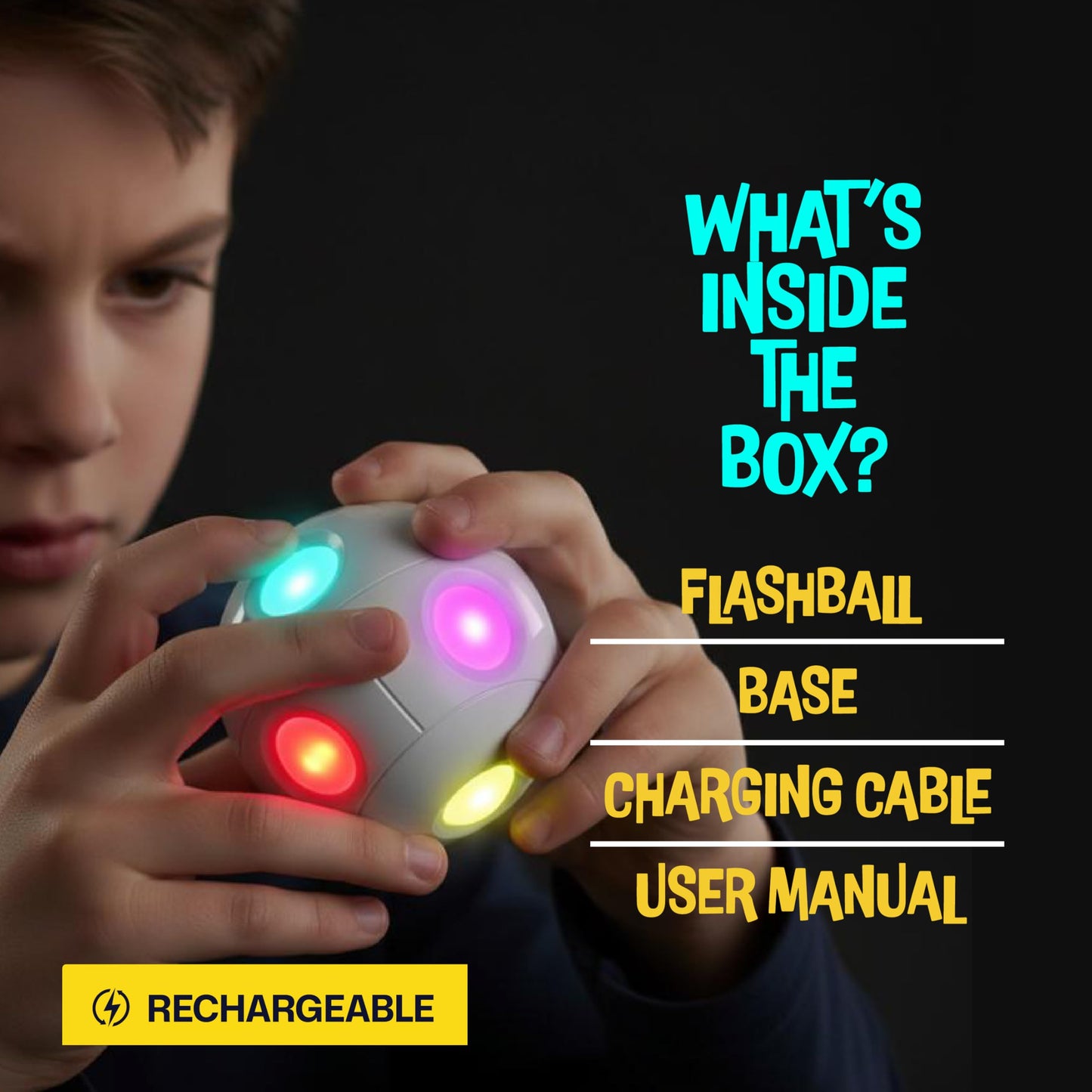 Handheld Light-Up Brain & Memory Action Ball - 6 Fun Fast-Paced Games for Kids - Rechargeable - Boys Toys Age 8-10 - Coolest Electronic Memory Game for Ages 7 8 9 10 11 12 13 - Easter Gifts for Kids