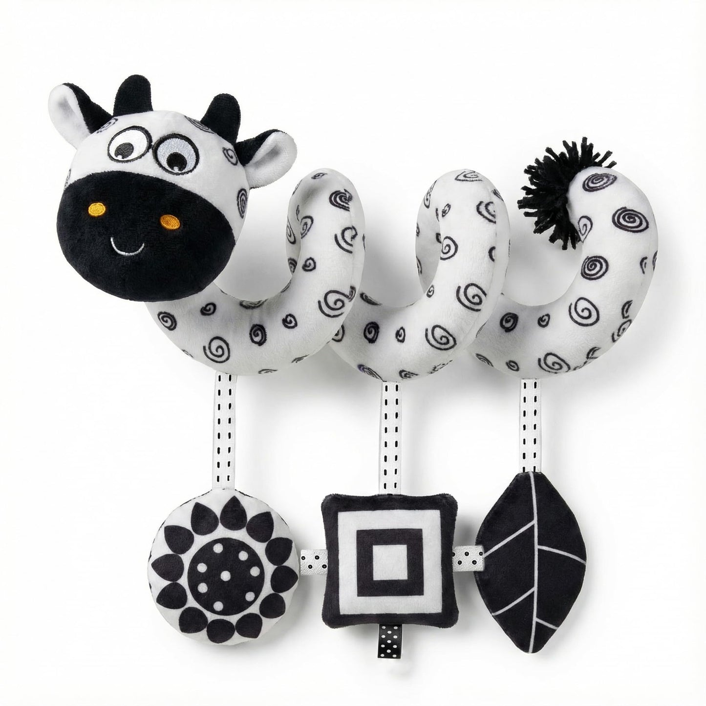 Car Seat Toys – Baby Toys 0-6-12 Months High Contrast Black & White Spiral Car Seat Toy, Carseat Toys Hanging for Newborn Toys, Stroller Toys, Baby Stroller Toy, Infant Toys, Crib Toys Hanging