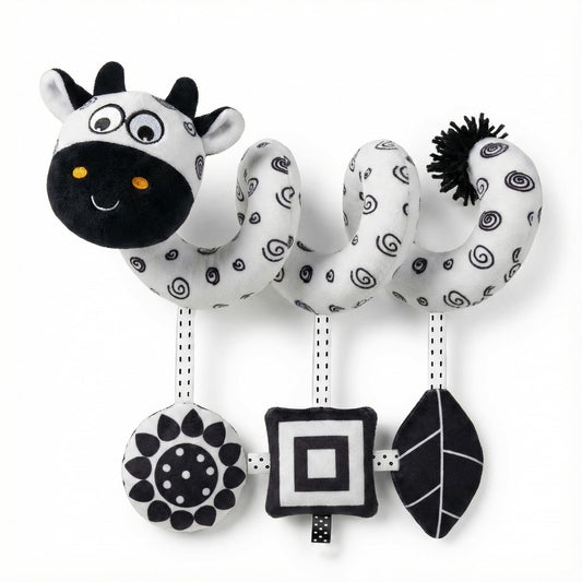 Car Seat Toys – Baby Toys 0-6-12 Months High Contrast Black & White Spiral Car Seat Toy, Carseat Toys Hanging for Newborn Toys, Stroller Toys, Baby Stroller Toy, Infant Toys, Crib Toys Hanging