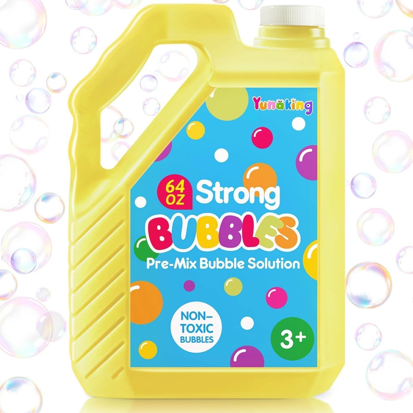 64 OZ Bubble Solution Refill Pre-Mix: Non-Toxic Bubbles for Kids Refills for Bubble Machine, Wands, Blowers, No Mixing Needed Leak-Proof Bottle Solution for Bubbles Toys Parties Outdoor Events Easter