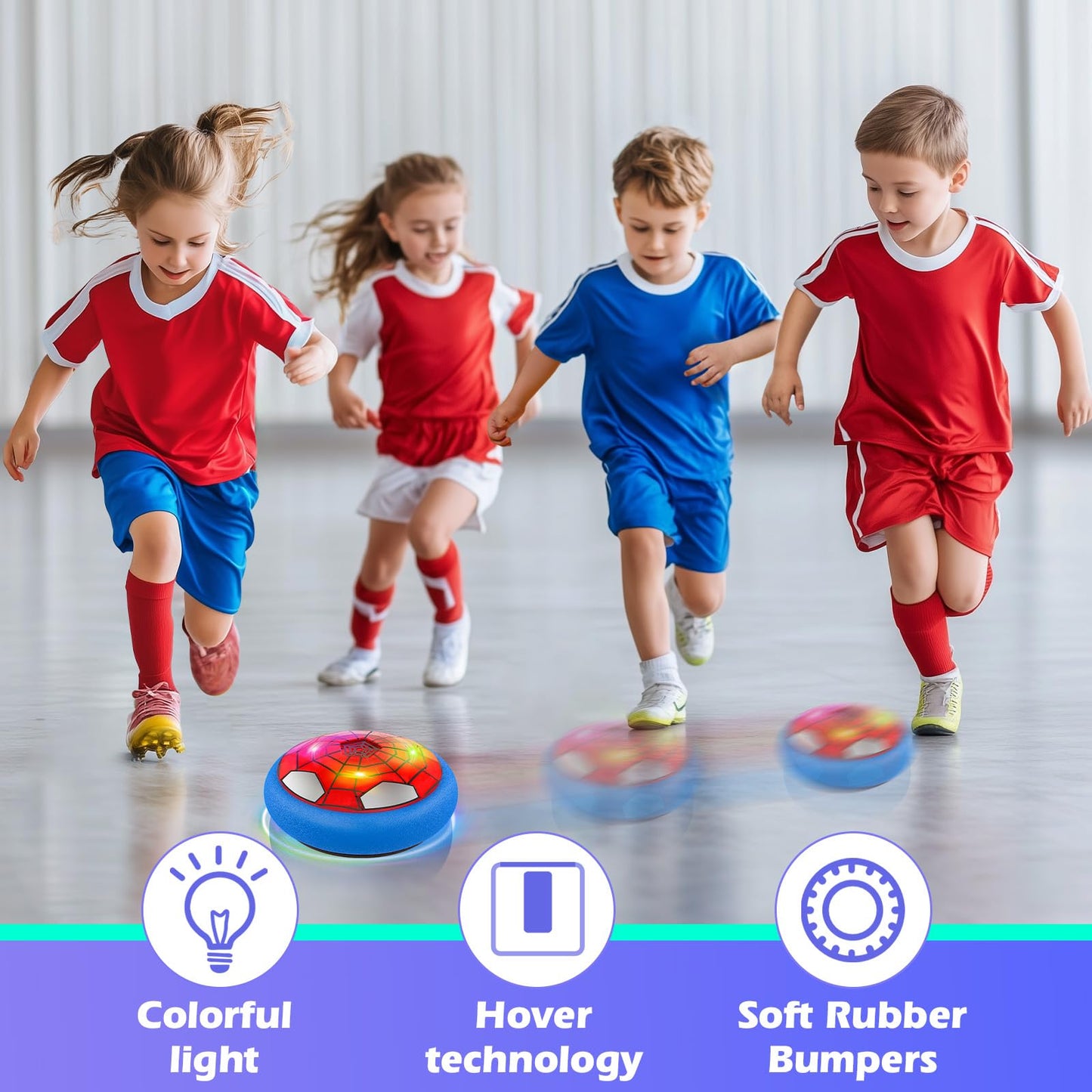 Ocditikl Hover Soccer Ball, Air Floating Soccer with LED Lights & Foam Bumper, Indoor Soccer Toys for Kids Ages 5-12, Ideal Easter Birthday for 4 5 6 7 8 9 10 11 12 Year Old Boys Girls