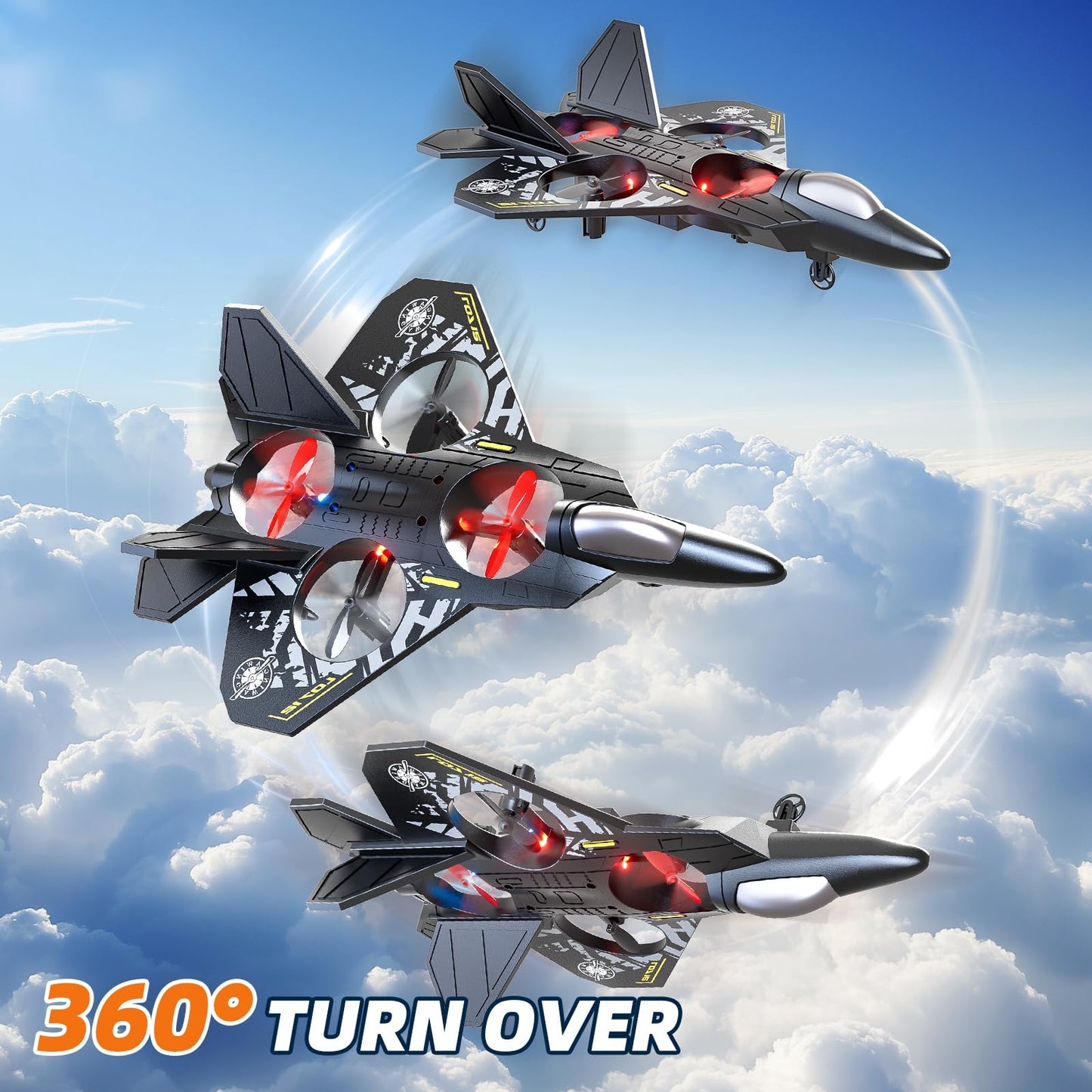 MSKOLER Foam Remote Control Airplane for Kids 8-12, 2.4 GHz RC Plane with Colorful Lights, 360° Flips and Stunt Roll, RC Airplane Toy for Boys and Girls Ages 8-16, Gift for Kids and Adults (Gray)