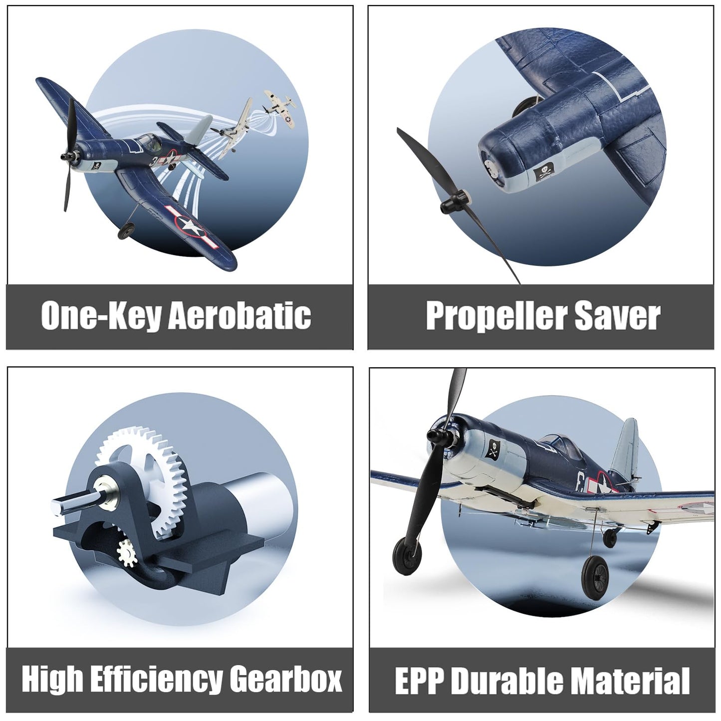 RoofWorld 2023 New Upgrade F4U Corsair RC Plane 4 Channel RTF Remote Controlled Aircraft RC Airplane for Beginners Adult with Xpilot Stabilization System & One Key Aerobatic