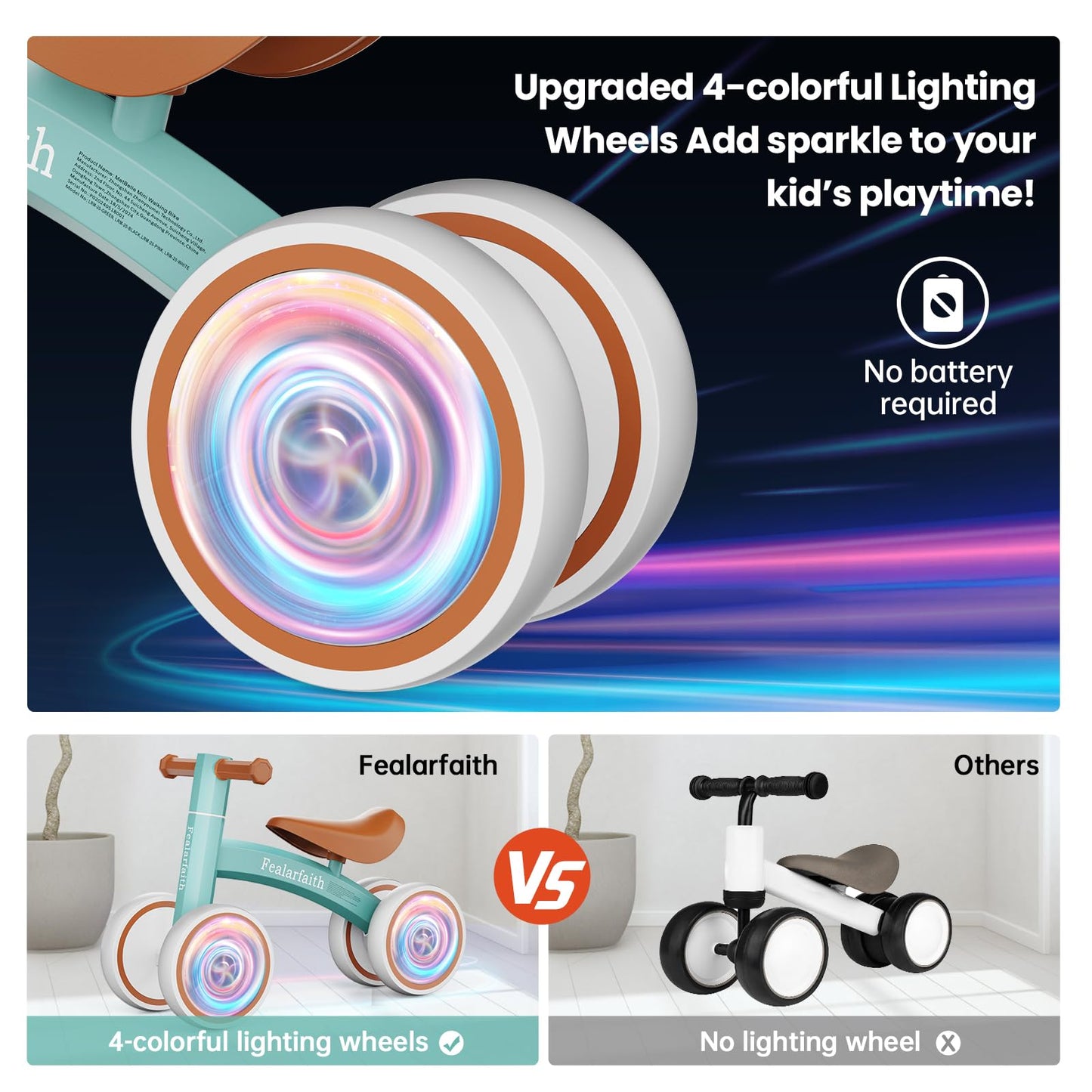 Baby Balance Bike for 1 Year Old Boys Girls, Toddler First Bike with 4 Colorful Lighting Wheels | 10-36 Month Toddler Balance Bike | First Birthday Gifts (Robbin's Egg Blue)