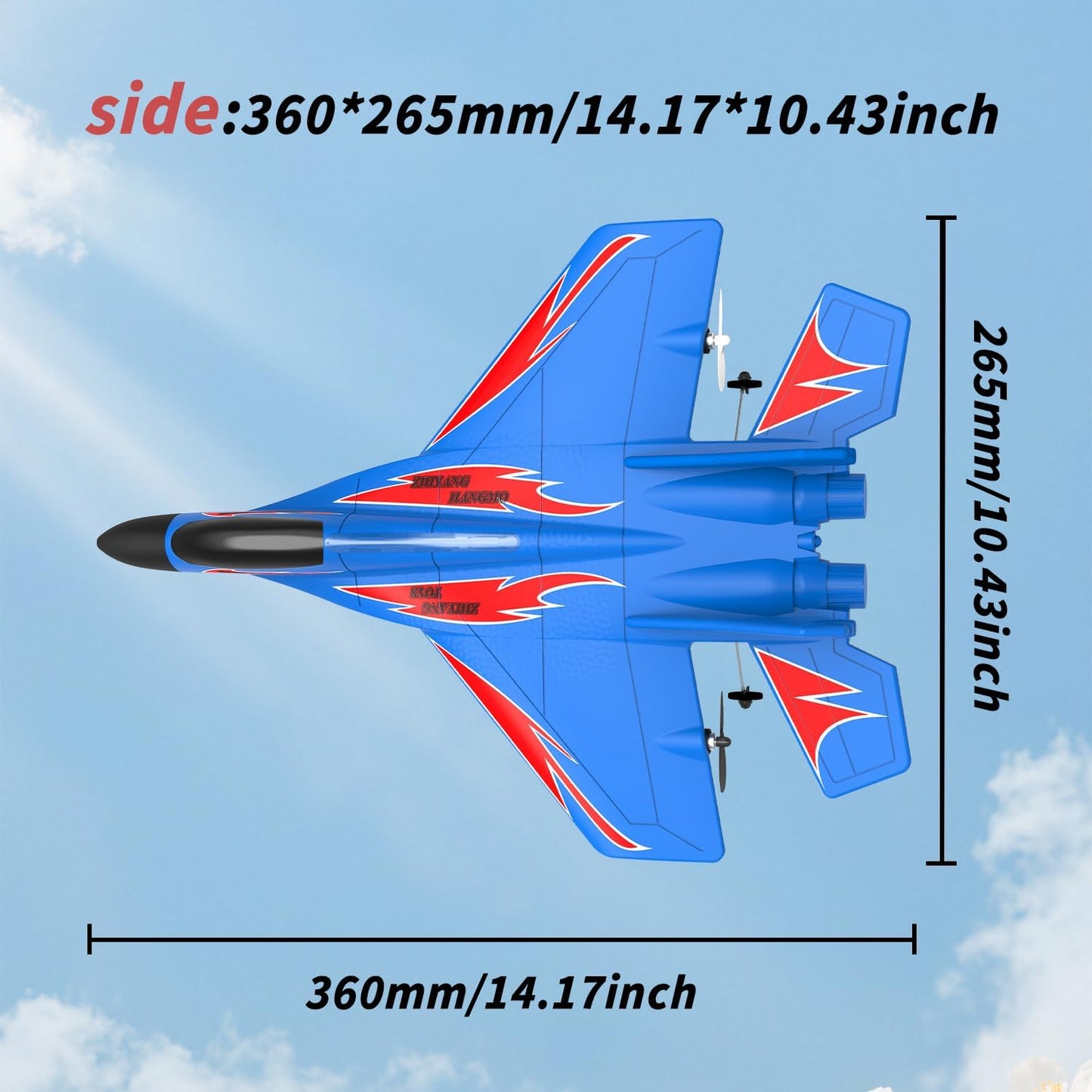 QFCST Foam Remote Control Wireless Airplanes RC Planes, Remote Control Fighter Toys, 2CH 2.4Ghz RC Fighter Jet with Light, Hobby Rc Airplanes Easy to Fly for Kids Boys Adults(Blue)