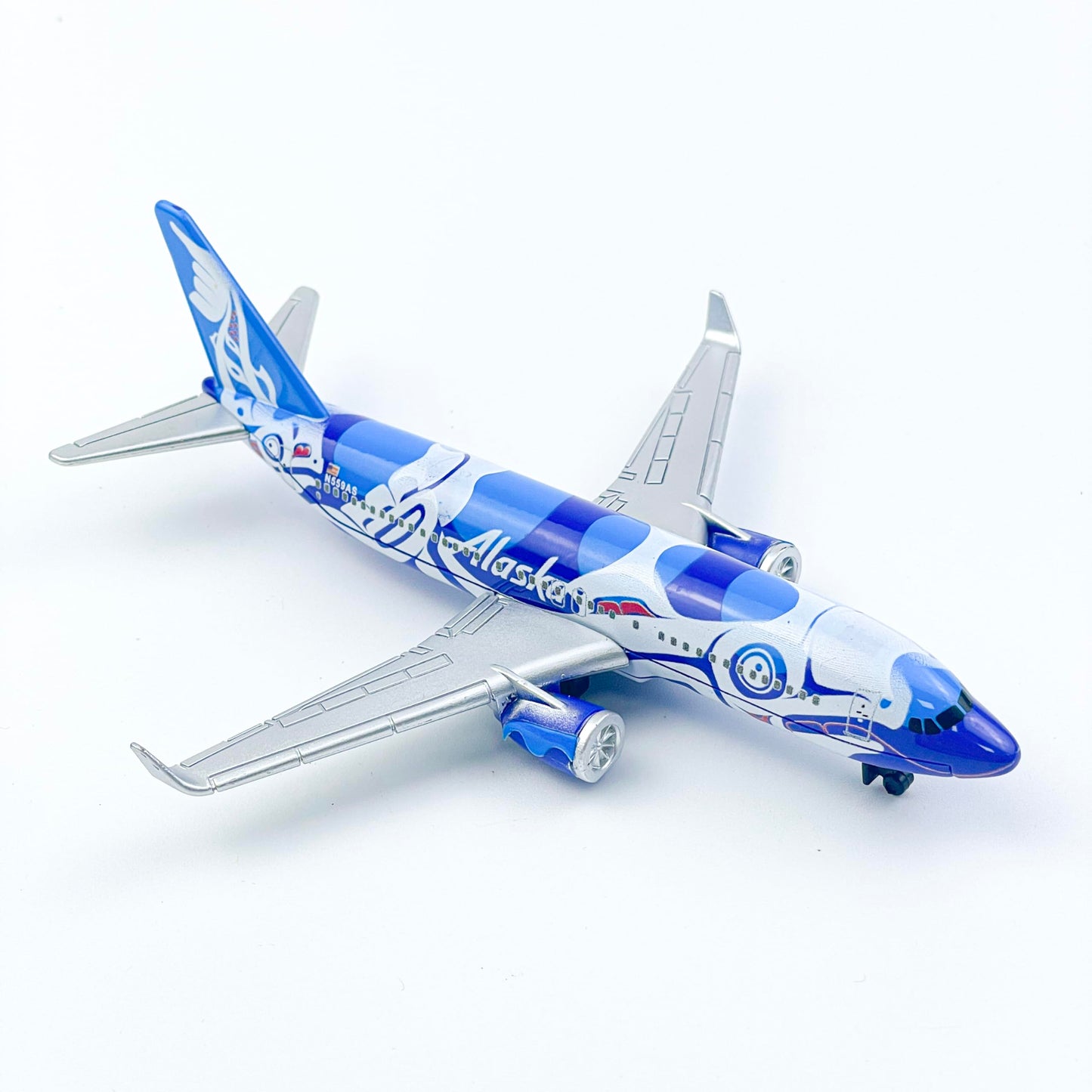 WngAur Airplane Model, Alaska Fishprint Painting Aircraft Livery, Die-cast Metal Planes Suitable for Collection and Desktop Decor