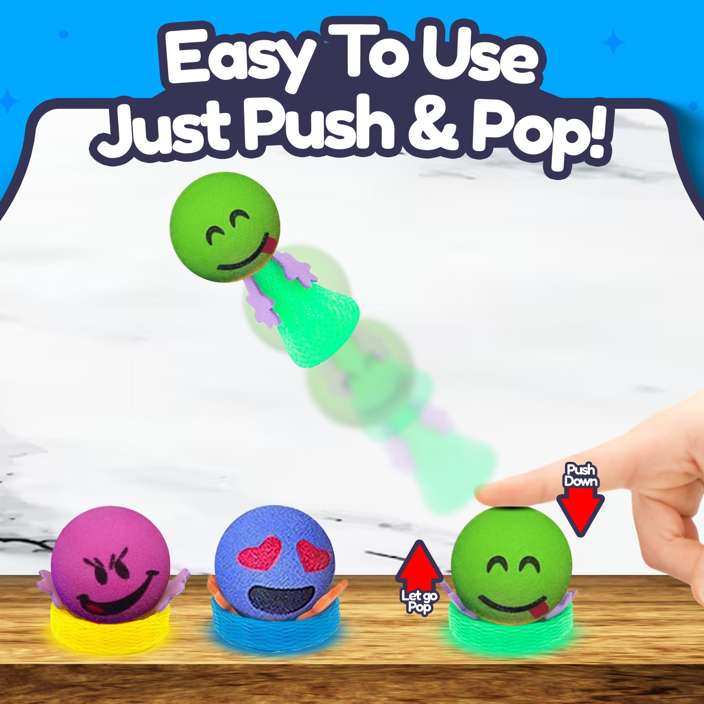 Liberty Imports 24 PCS Jumping Emoticon Popper Spring Launchers LED Light Up Toy Bouncy Party Favors Supplies and Goodie Bag Fillers for Kids, Toddlers (Light Up)