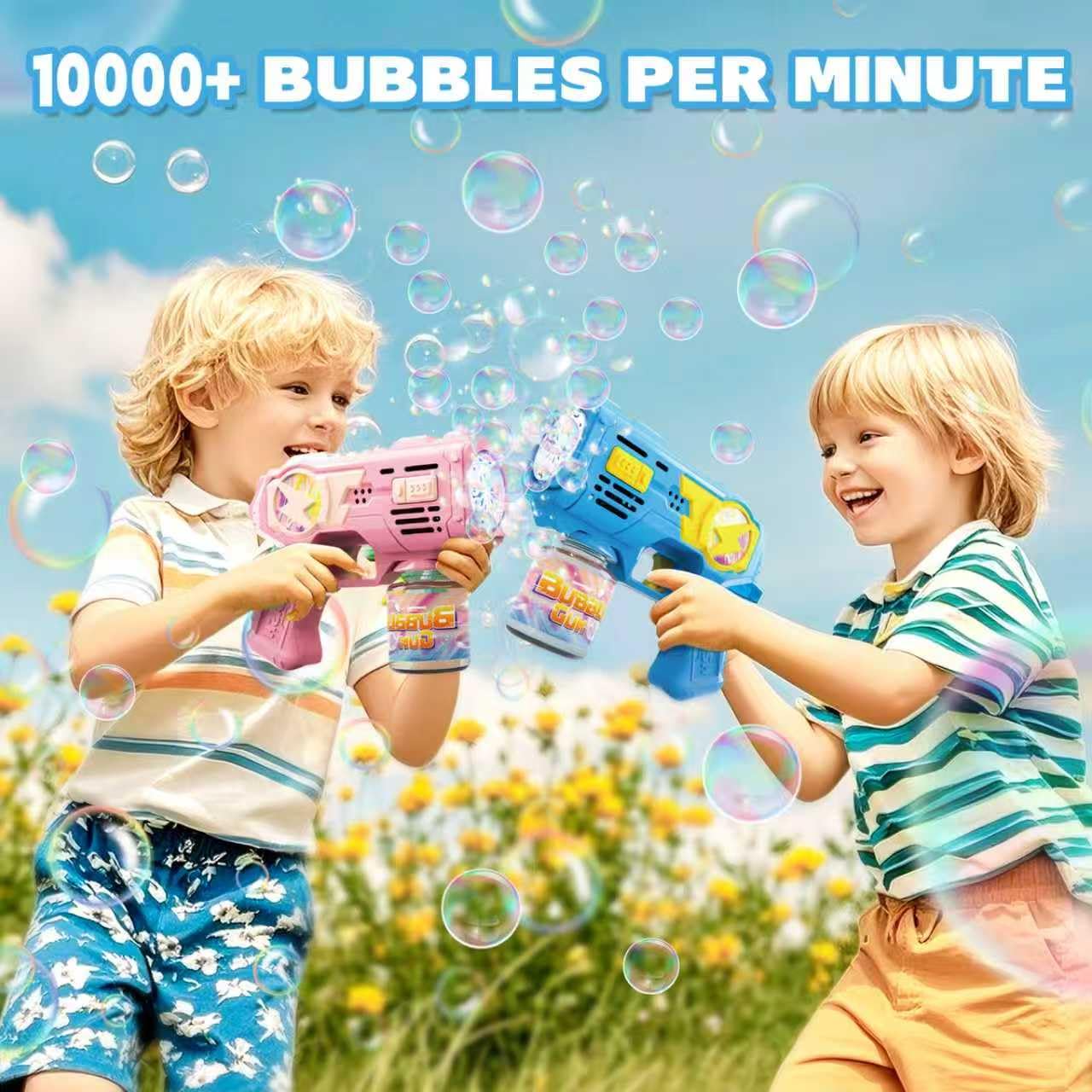 Bubble Gun Toys for 3+ Year Old Kids Boys Girls, LED 2 Pack Automatic Bubble Machine with Bubble Solution, Summer Outdoor Kids Toys for Ages 3-4,4-6,5-7, Birthday Party Gifts for 3 4 5 6 7 8 Year Old