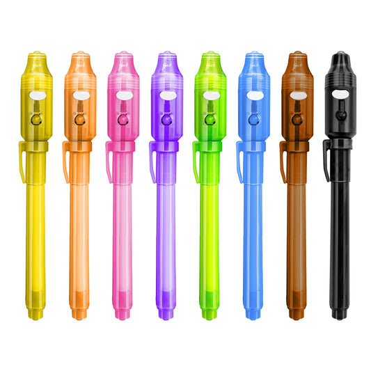 GUKAZH 8 Pcs Spy Pens Invisible Ink Pen with UV Light Magic Marker for Secret Message School Classroom Prizes for Students Party Favors Birthday Valentine's Day Christmas Party Goodies Gift Toy Age 3+
