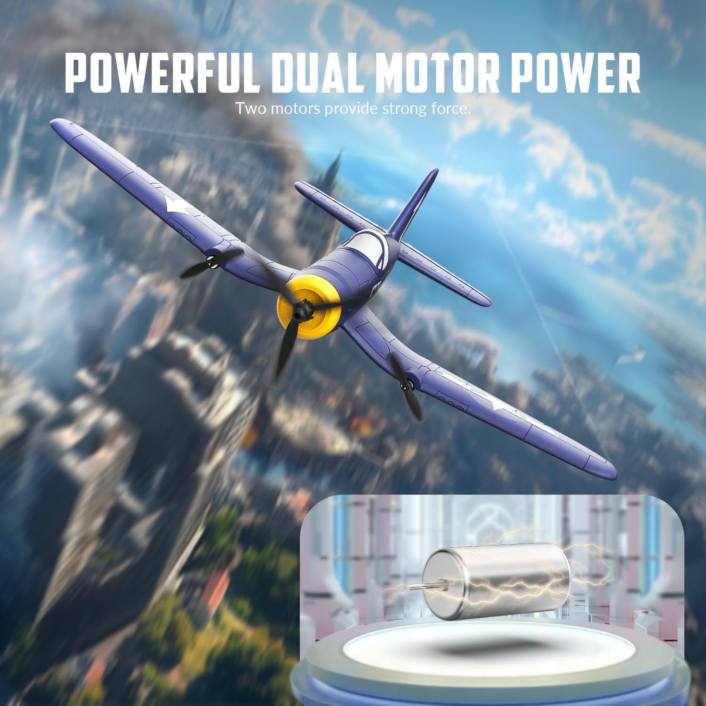 volantexrc RC Plane 3 Channel Remote Control Airplane Fighter Toys, 2.4GHz 6-axis Gyro Stabilizer RTF Glider Aircraft Plane, Easy to Fly for Adults Beginners (F4U Corsair)