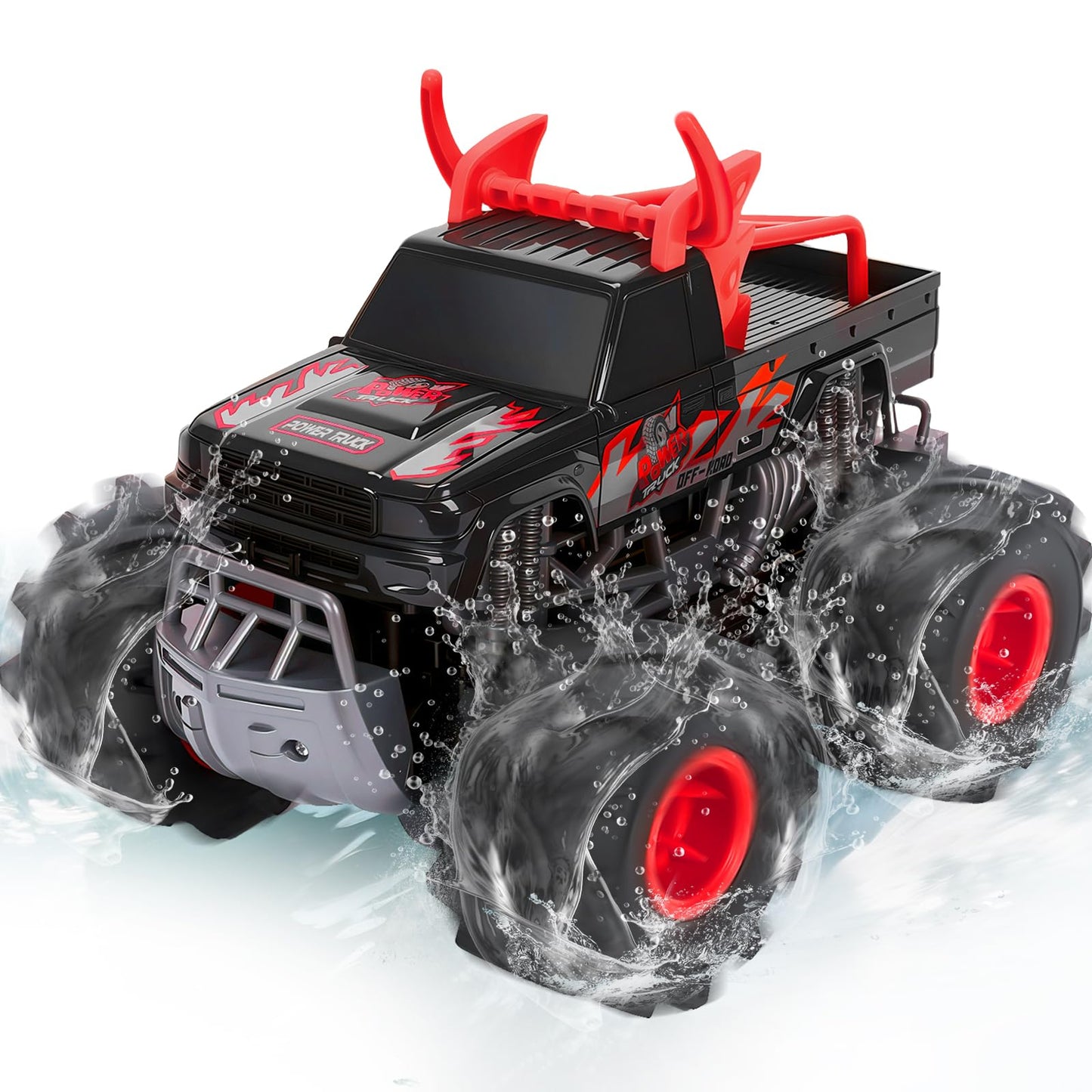 BainGesk Remote Control Monster Truck Toys, 1:16 Amphibious Waterproof RC Car, 2.4GHz 4WD All Terrain Toys with 2 Rechargeable Batteries, Off-Road Truck Gifts for 6 7 8 9 10 11 12 Year Old Boys