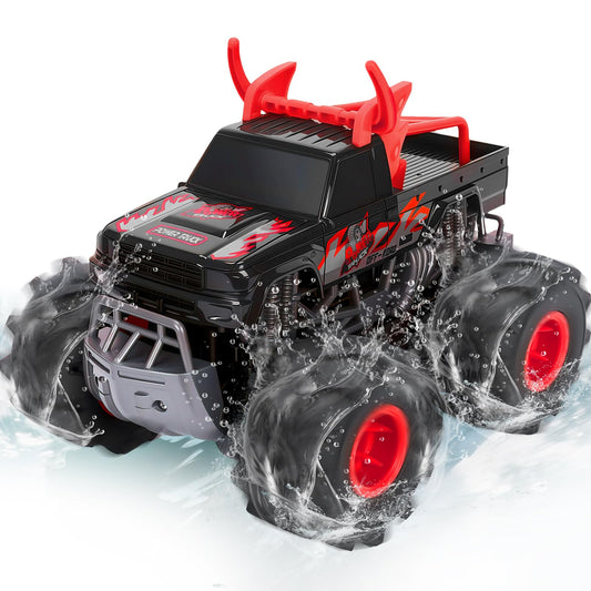 BainGesk Remote Control Monster Truck Toys, 1:16 Amphibious Waterproof RC Car, 2.4GHz 4WD All Terrain Toys with 2 Rechargeable Batteries, Off-Road Truck Gifts for 6 7 8 9 10 11 12 Year Old Boys