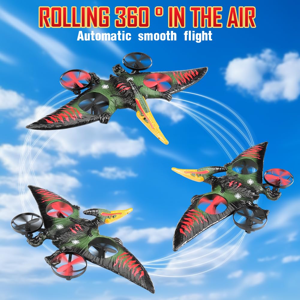 jaming Pterodactyl Drone Dragon Toys Rc Airplanes for Kids and Adults Easy to Flying Dinosaur Toys Remote Controlled Aircraft for Beginners Hobby RC Plane Toys Birthday Gifts for Boys 8-12