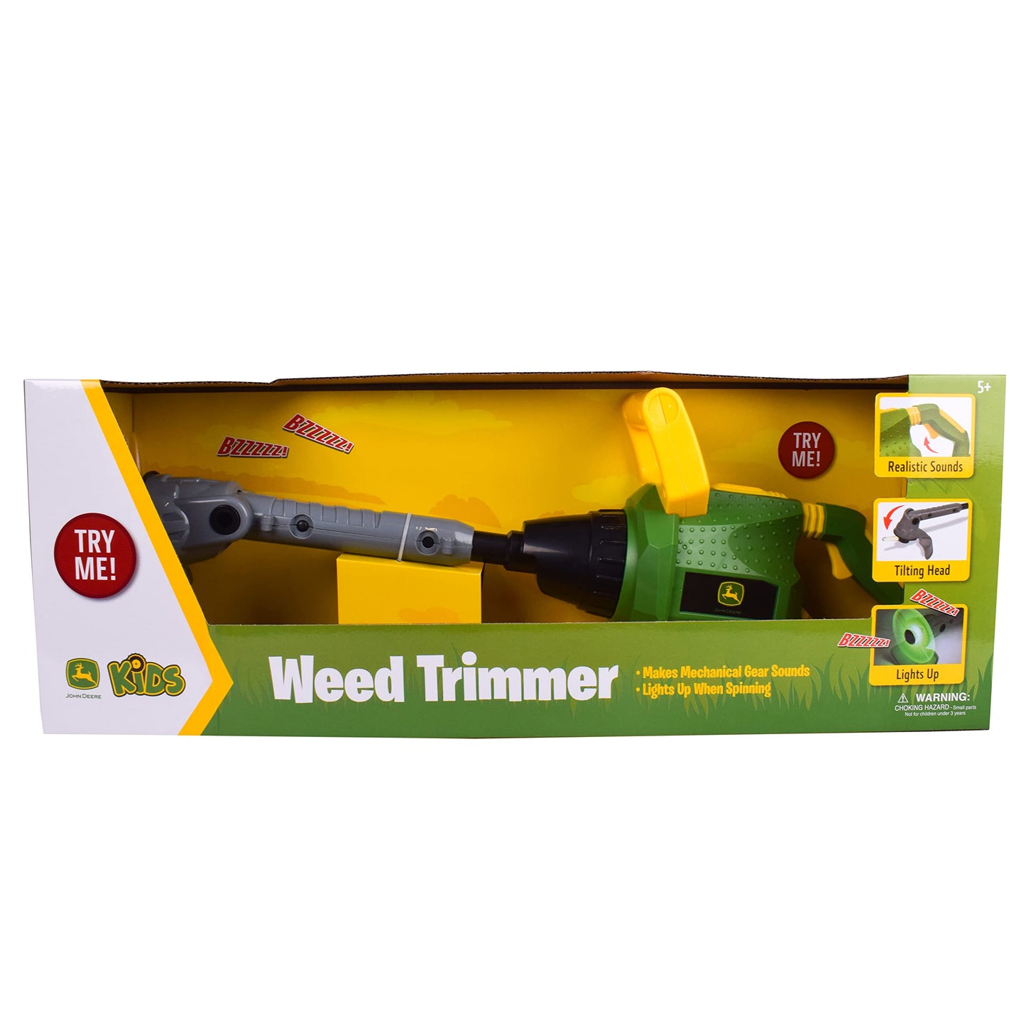 John Deere Power Tools Weed Trimmer - Construction Tool Toy with Lights and Sounds | Realistic Pretend Play Set for Kids 5+ - Sunny Days Entertainment