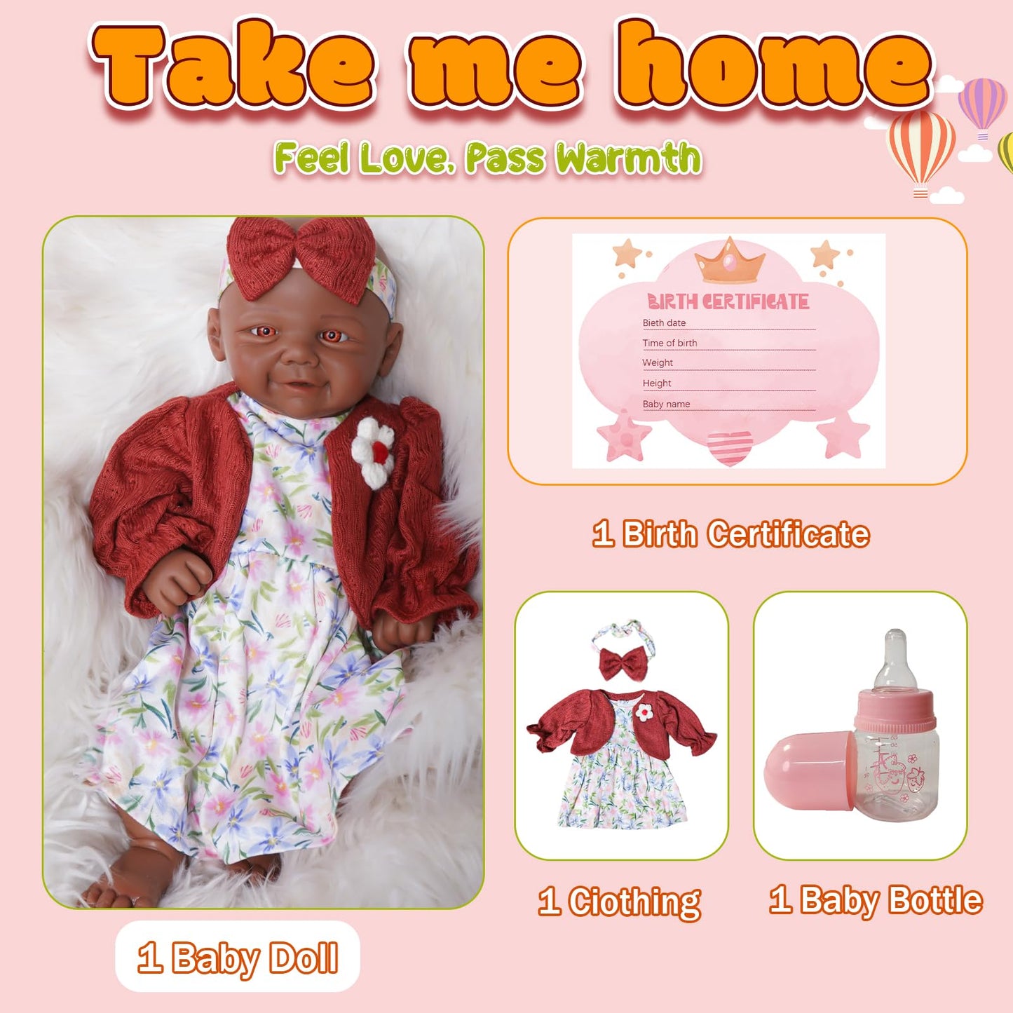SILINAISIA Lifelike Reborn Baby Dolls Smiling Girl 17in Weighted Silicone Full Body Flexible Limbs Realistic Real Life Baby Dolls Open Eyes Newborn Babies