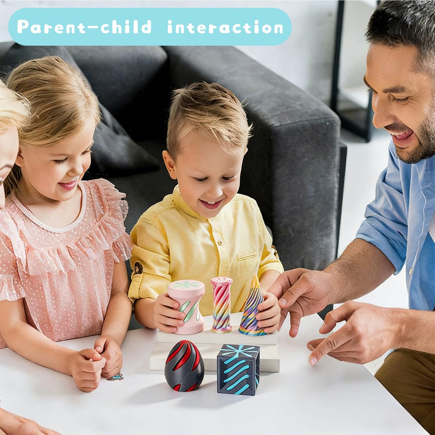 5 Pack Spiral Cone Cylinder Cube Fidget Toys 3D Printed Relief Fidget Impossible passthrough Impossible Cone,Birthday for Adults & Kids