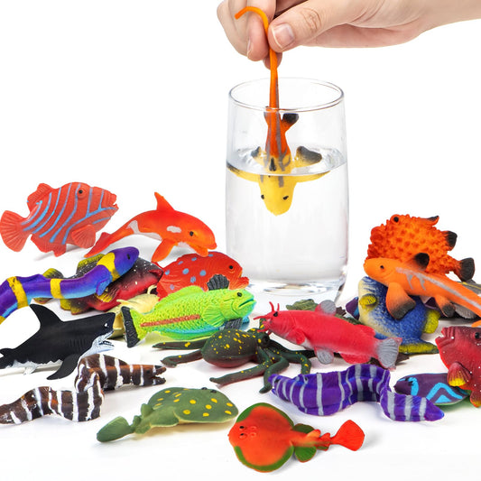12 Pack Color Changing Sea Animal Toys,Change Color Ocean Animals Figures,Mold Free Bath Toys for Toddlers Kids,Water Table Toys,Rubber Floating Fish Toys for Themed Party Supplies,Goodie Bags Fillers