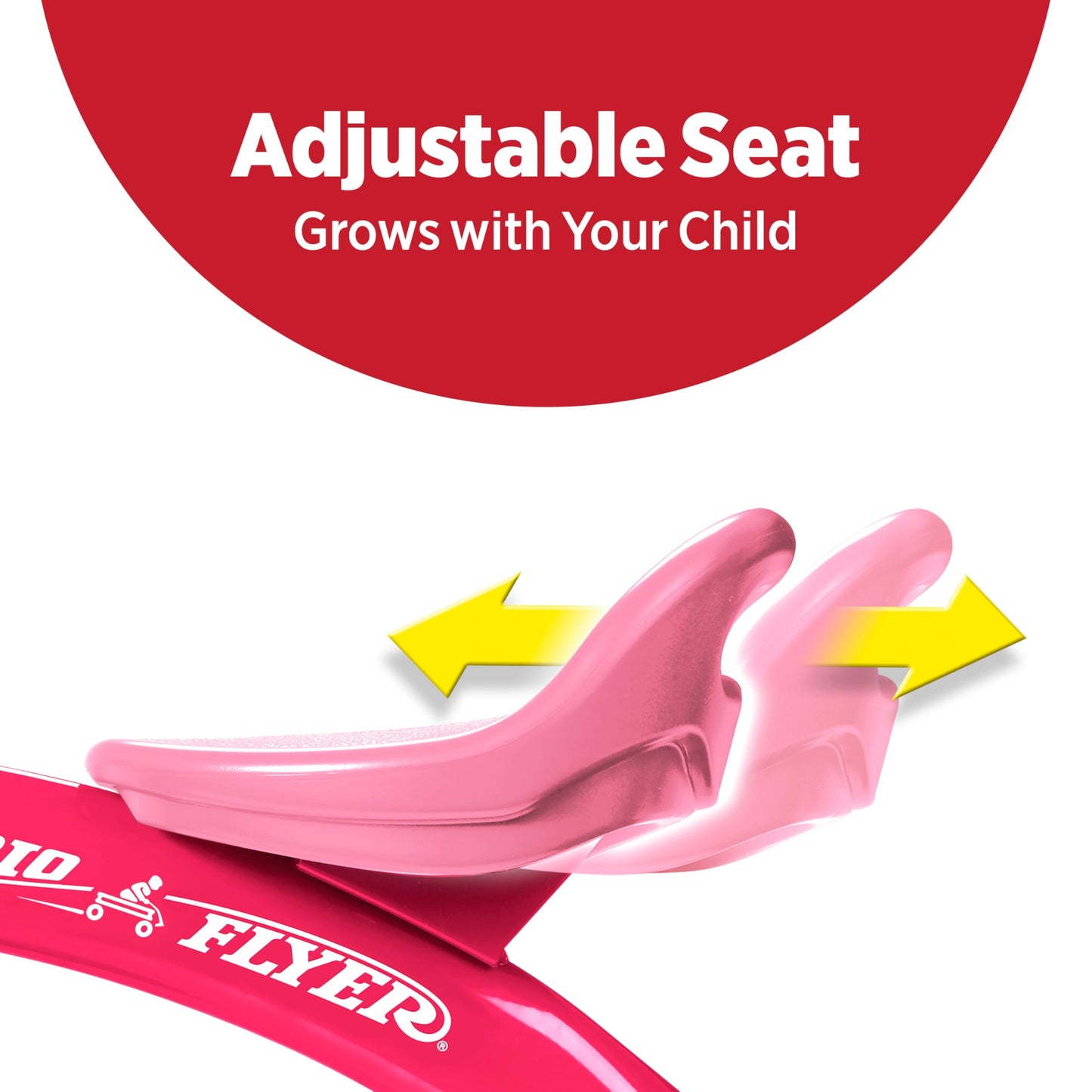 Radio Flyer Pink Rider Trike, for Ages 2.5-5, Adjustable Seat, Steel Construction, Quiet Ride Wheels, Covered Storage Bin, Comfort Grip Handlebars, Easy Carry Seat Handle, Tricycle for Toddlers