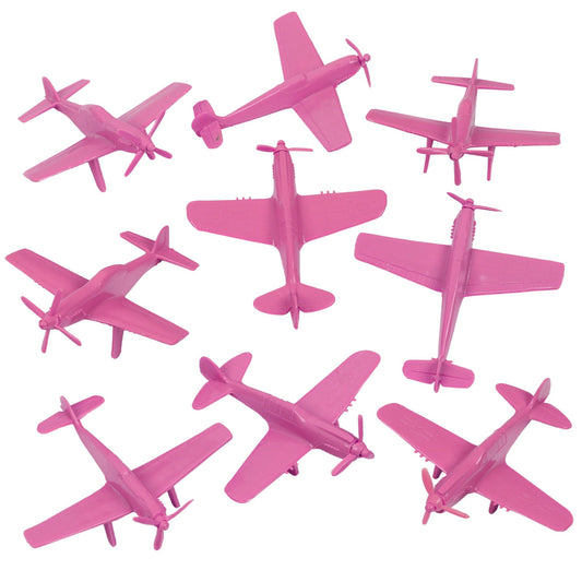 TimMee WW2 Fighter Ace Planes - Pink 9pc Plastic Army Men Airplanes USA Made