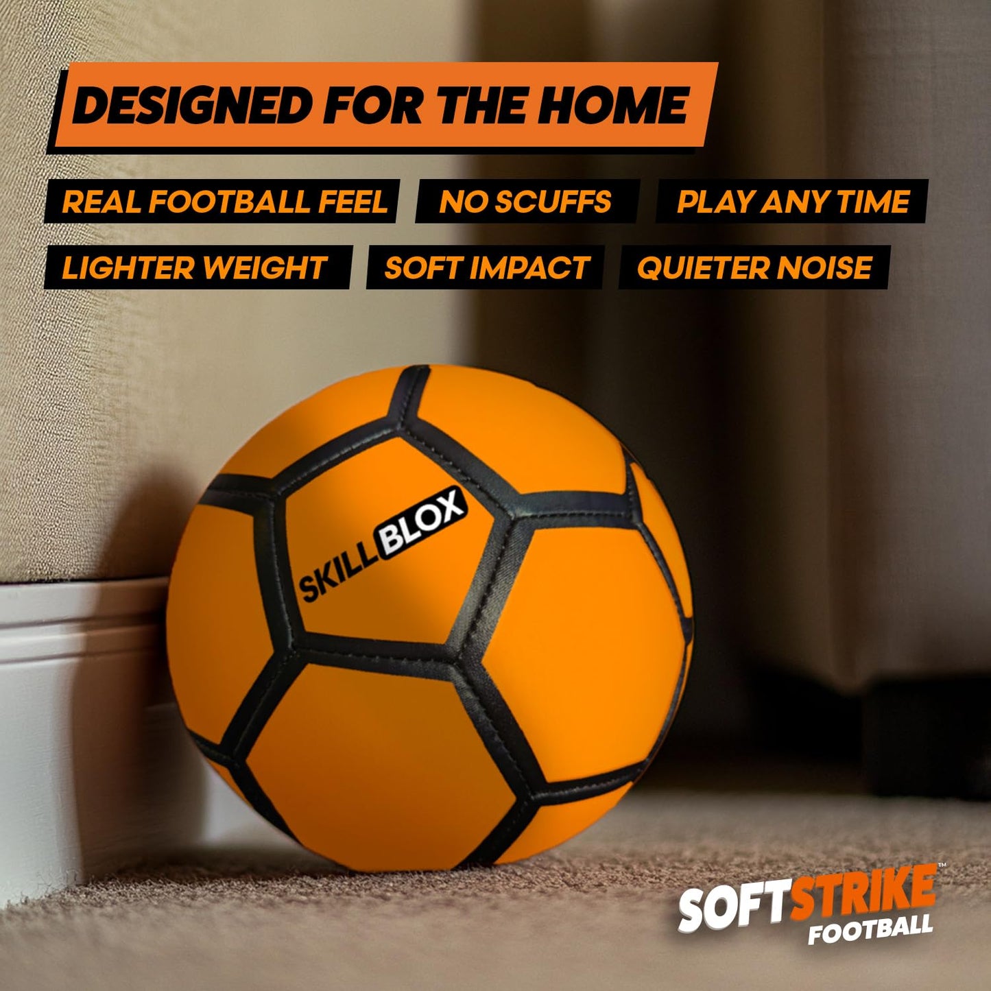 Skill BLOX SoftStrike Home Indoor Skills Training Soccer Ball - Soccer Gifts for Boys - Skills Ball for House - Size 4