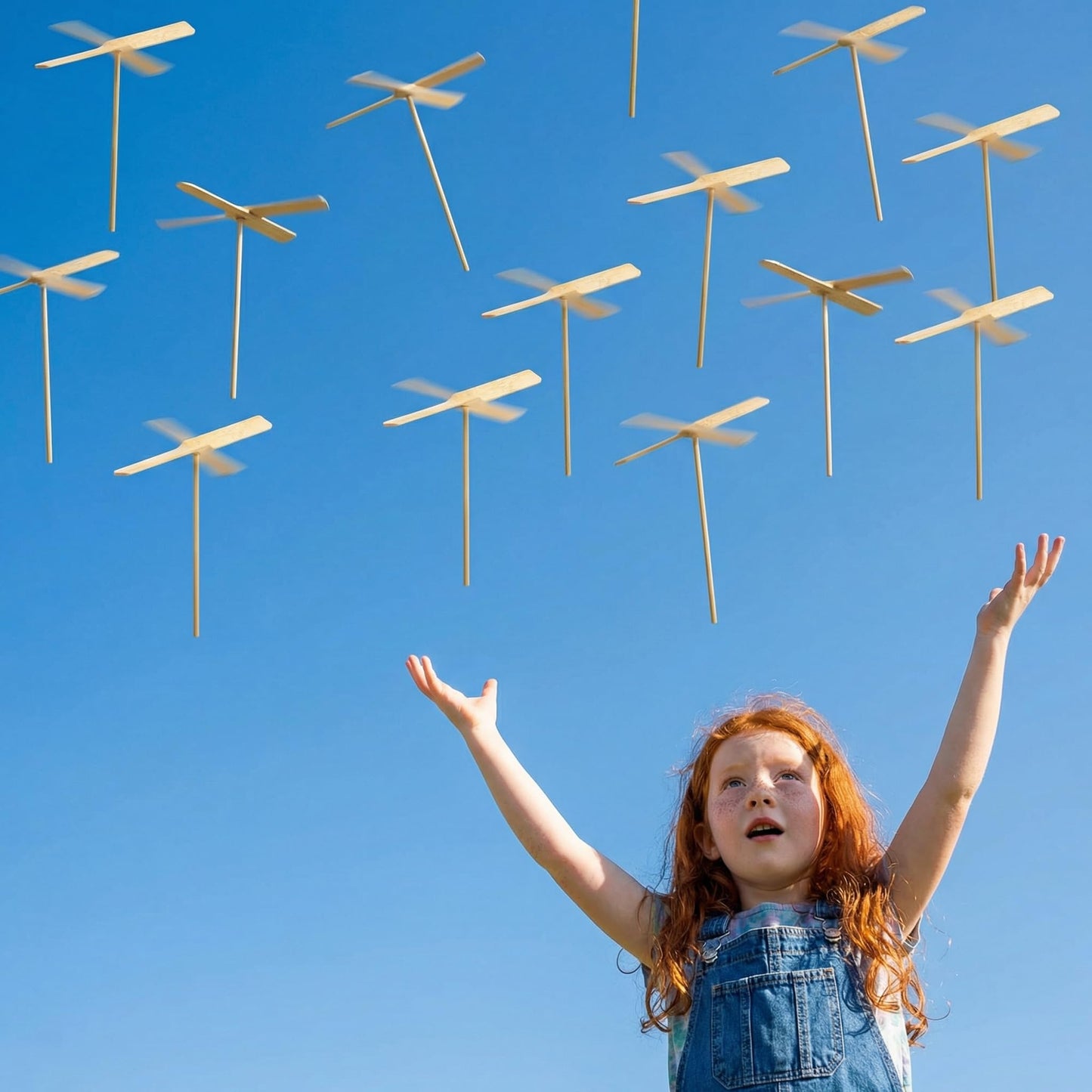 Toddmomy Bamboo Dragonfly Helicopter Toy - 10 Pcs Durable Wood Flying Props, Hand Helicopter Spin Flying Toys for Kids, Outdoor Party Favors and School Rewards
