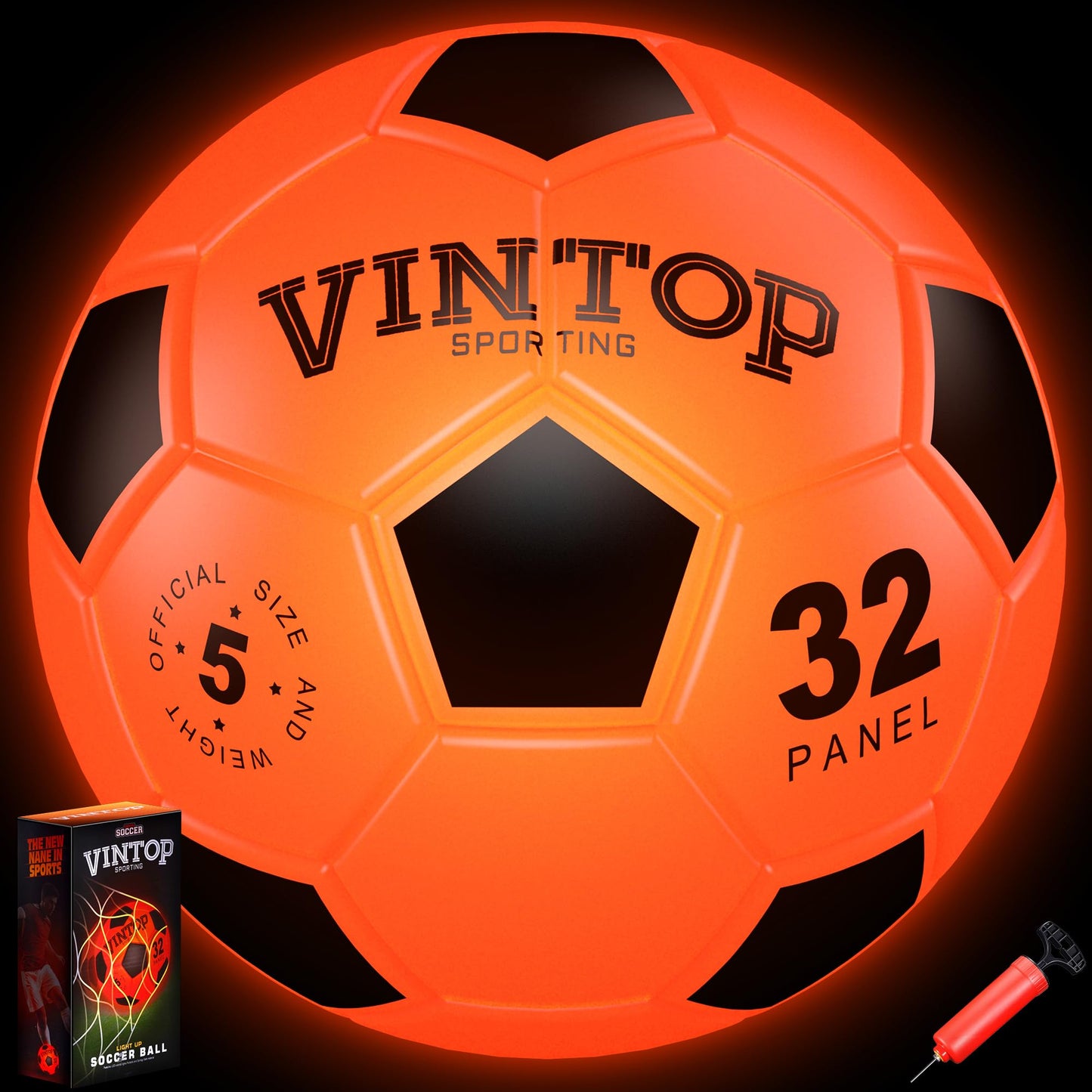 HIEMAO Glow in The Dark Soccer Ball for Kids Boys Ages 8-12 15, Light Up LED Soccer Ball Toys with Pump for Indoor/Outdoor, Fun Gift for Teens Christmas Birthday, Size 5 Night Sports Gear Games