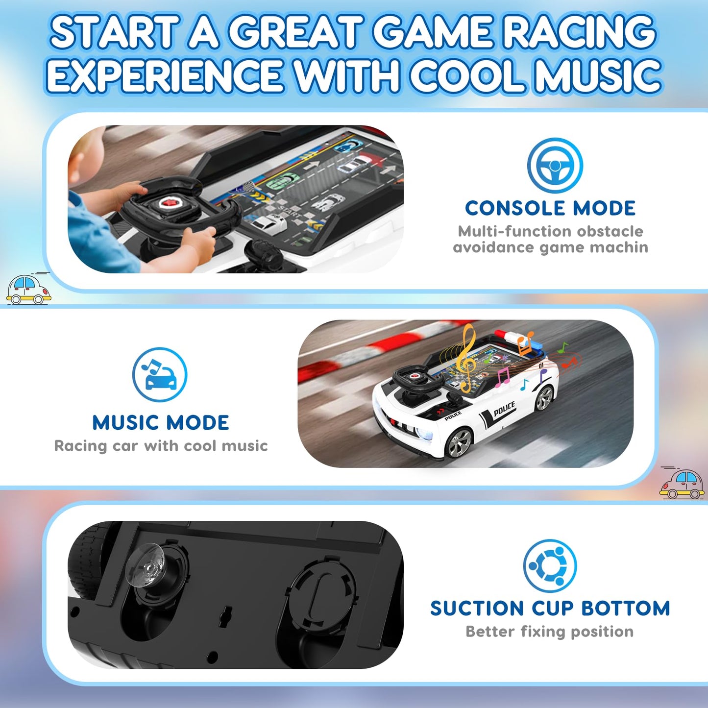 Mytothfy Musical Steering Wheel Racing Car Toy, Racing Adventure Car Steering Wheel for Toddler Kids, Toddler Simulated Driving Game Cars with Sound and Light, Xmas Birthday Gifts for Kids Ages 3+