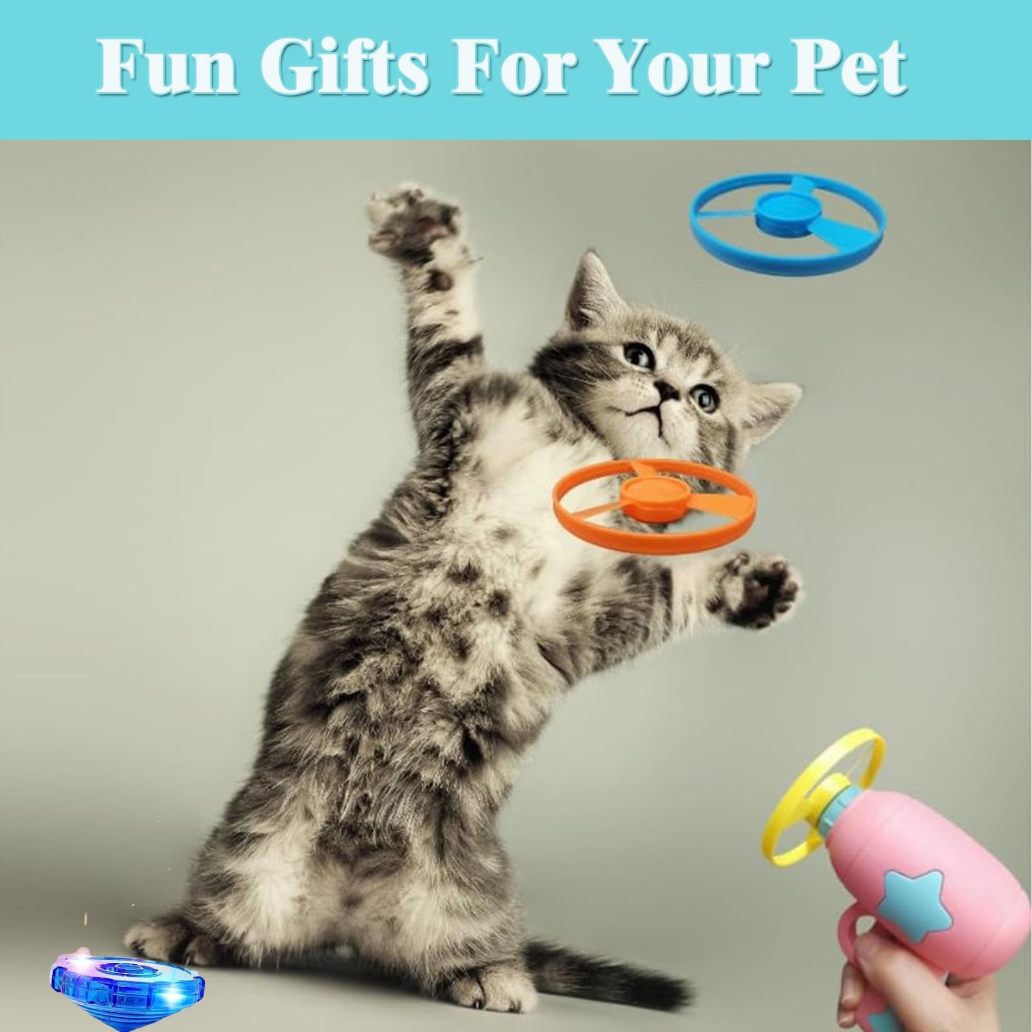 Svemei Cat Fetch Toy, Interactive Flying Cat Toy with 48 Propellers, Toys for Training Hunting Chasing(only Flying Propellers)