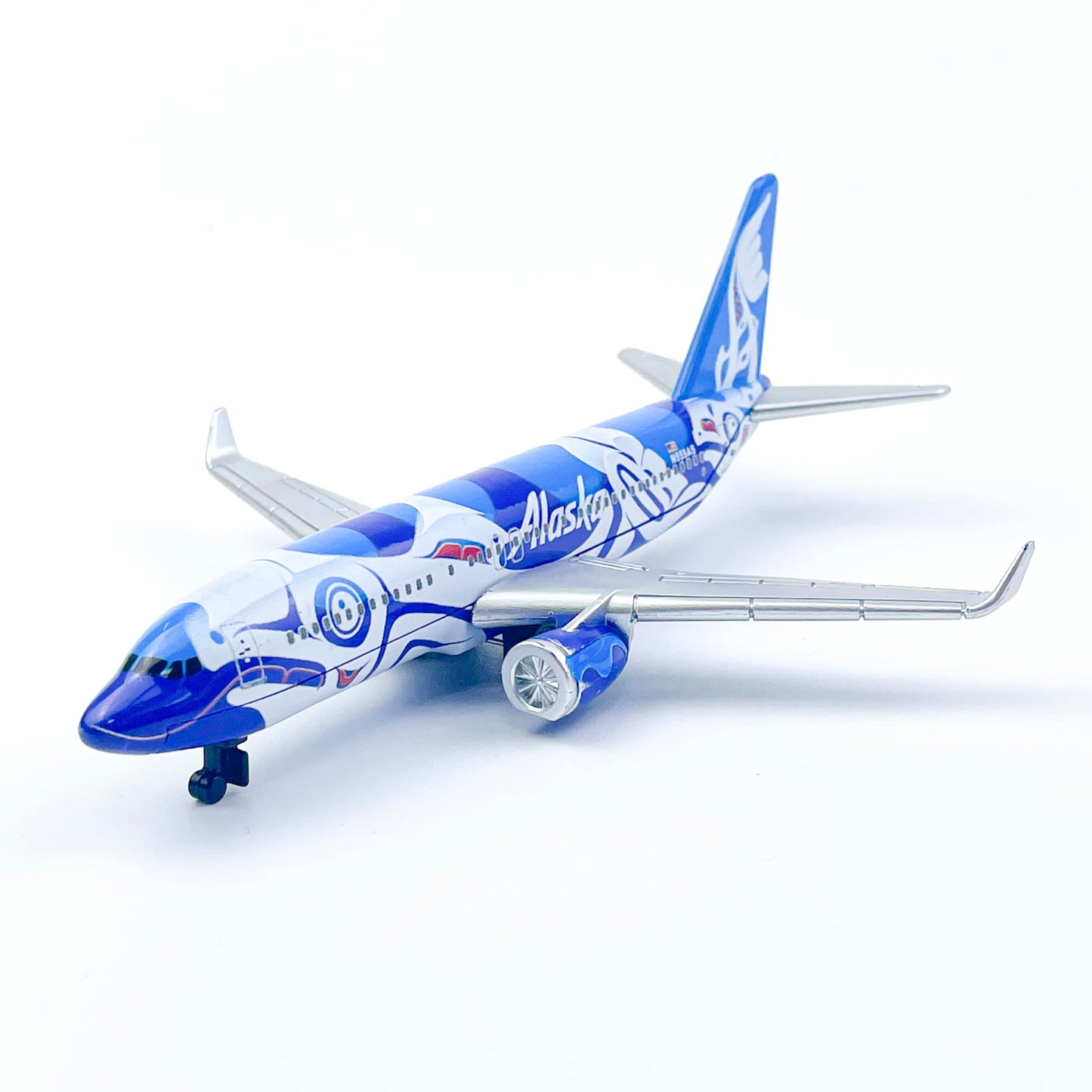 WngAur Airplane Model, Alaska Fishprint Painting Aircraft Livery, Die-cast Metal Planes Suitable for Collection and Desktop Decor