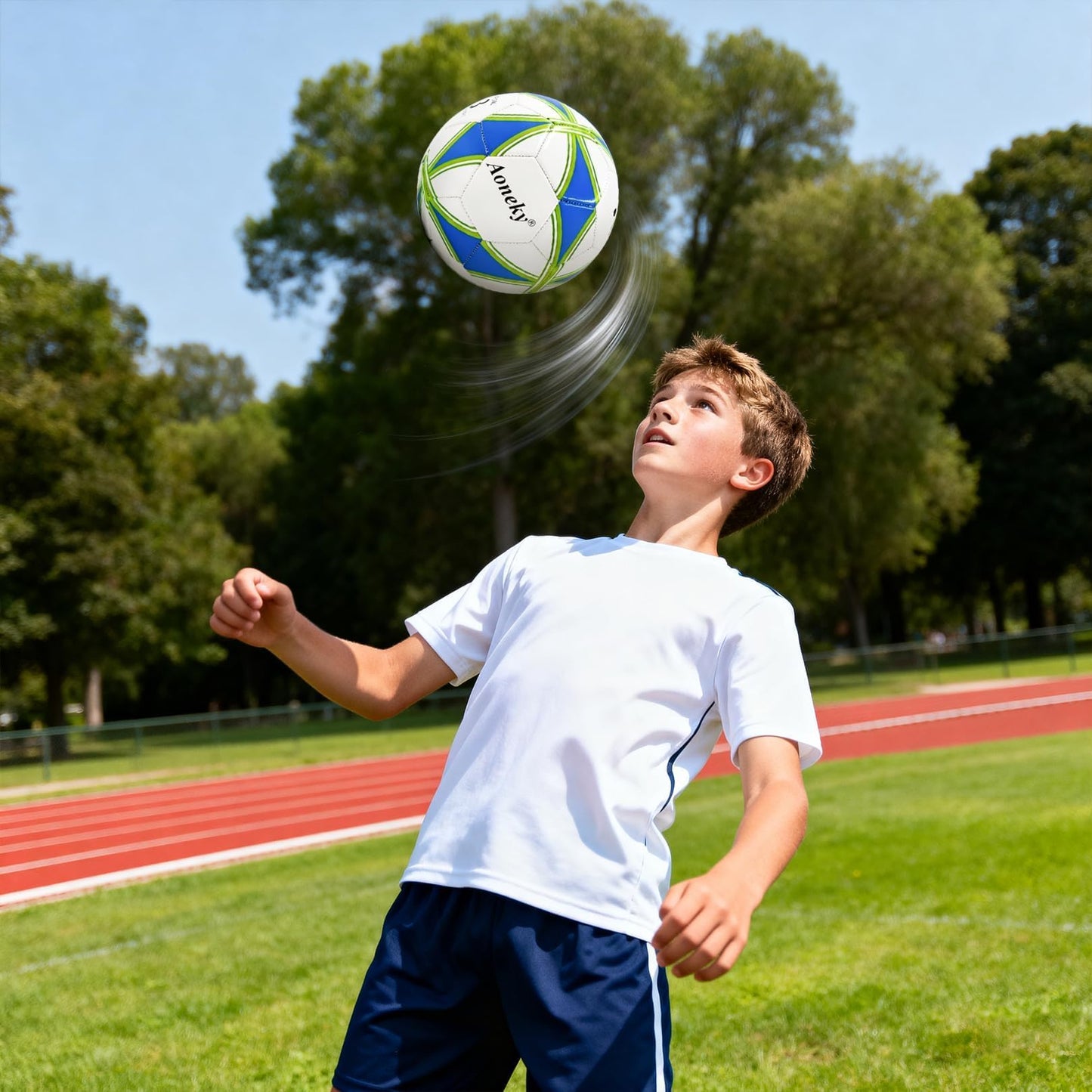 Aoneky Size 3 Soccer Ball for Kids with Pump - Eco-Friendly & Durable PVC Leather, Holds Air Well for Ages 5-8, Perfect for Outdoor Games & Recreational Play