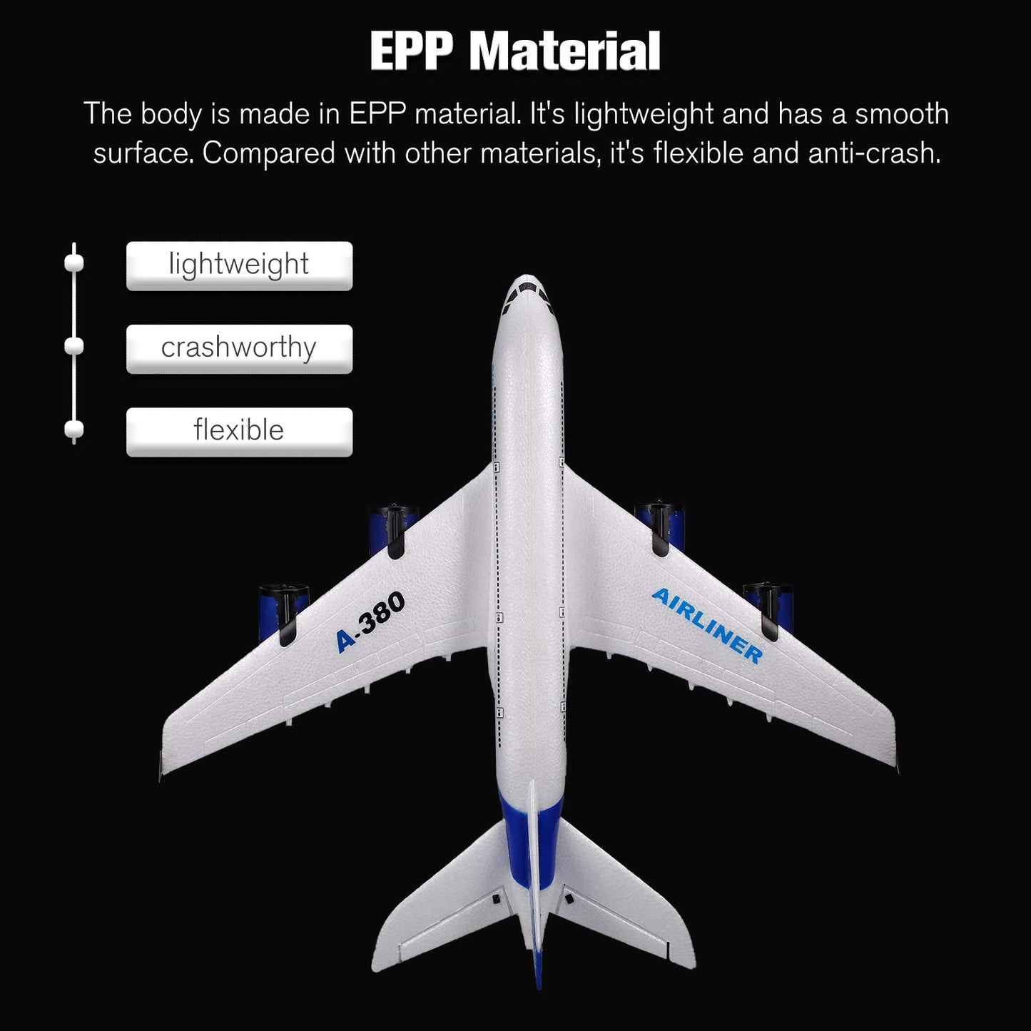 GoolRC A380 RC Airplane, 2.4G 3CH Remote Control Airplane, Easy to Fly RC Plane for Beginner, EPP Foam Fixed Wing Aircraft Glider Model Toys with 3 Batteries for Adults