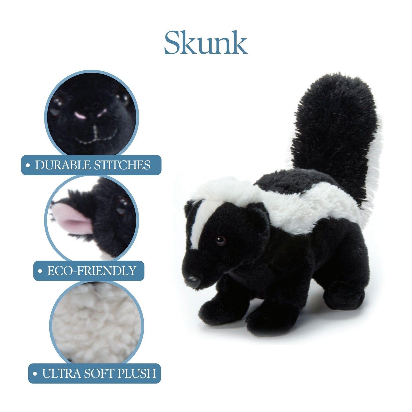The Petting Zoo Skunk Stuffed Animal Plushie, Gifts for Kids, Wild Onez Zoo Animals, Skunk Plush Toy 12 inches