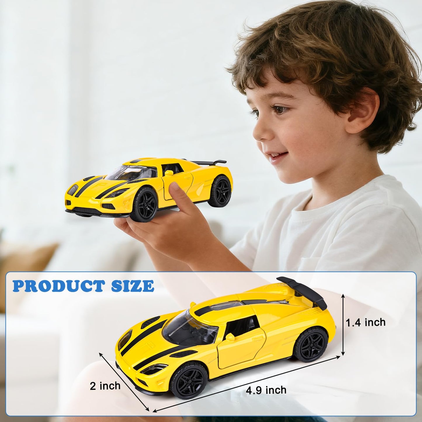 4 Pack Toy Cars,1/36 Metal Diecast Cars Toy with Opening Doors Kid Pull Back Cars Toys Set,Boy Toy Car for Age 3 4 5 6 7 8 9 10 11 12