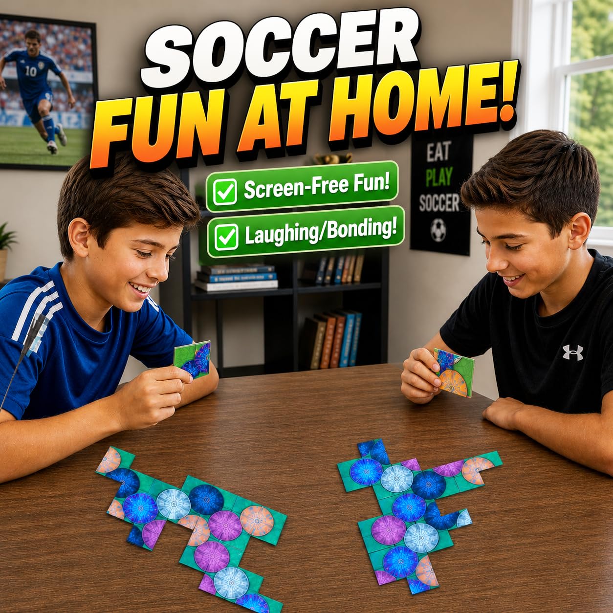 Soccer Duel Tile Game – Fast-Paced Real-Time 1v1 Soccer Strategy Game | Head-to-Head Family Game for Kids, Teens & Adults | Screen-Free Travel Game