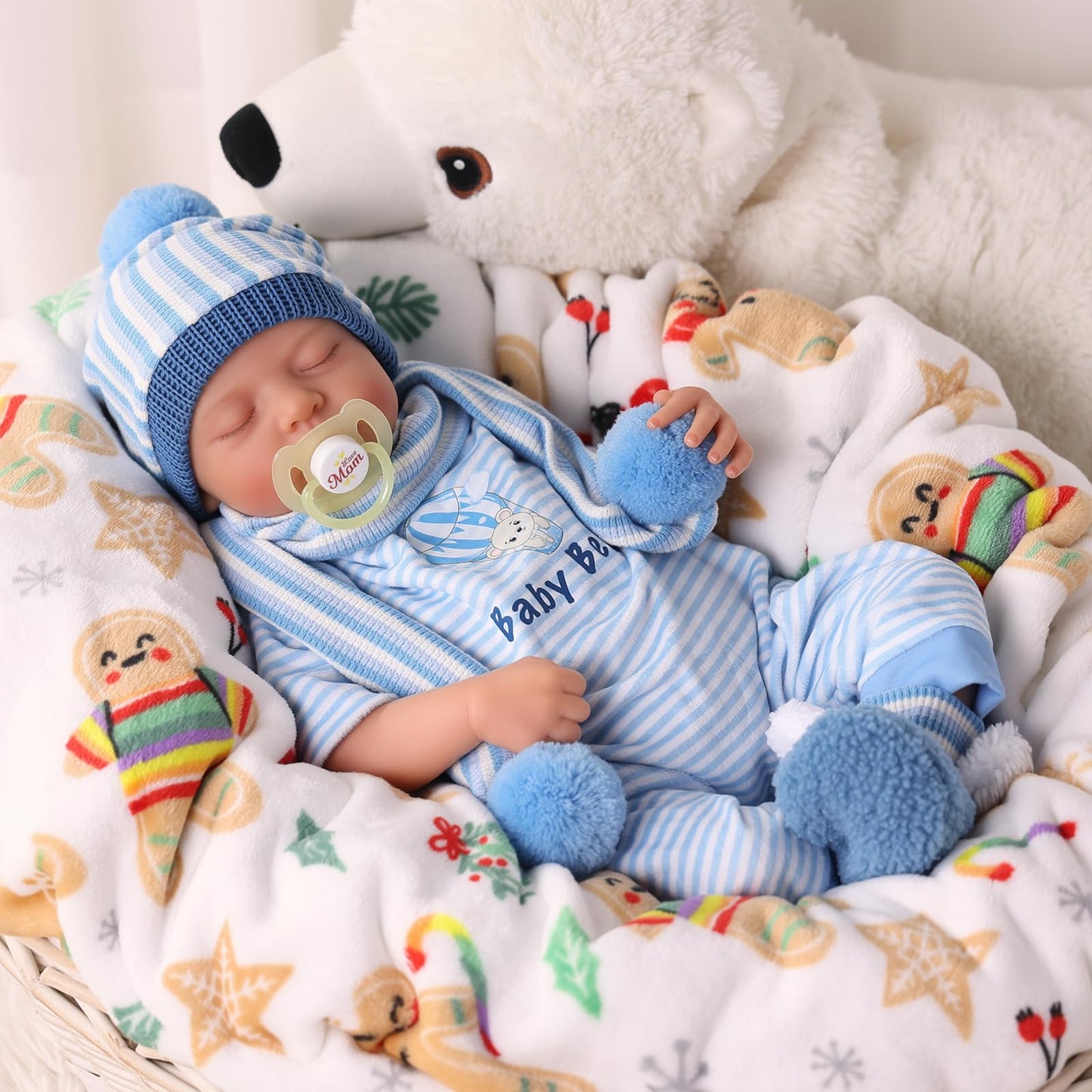 BABESIDE Lifelike Reborn Baby Dolls Boy, 20 Inch Realistic Real Life Baby Poseable Newborn Doll Boy Soft Vinyl and Cloth Body Baby Dolls with Clothes and Toy Gift for Kids Age 3+