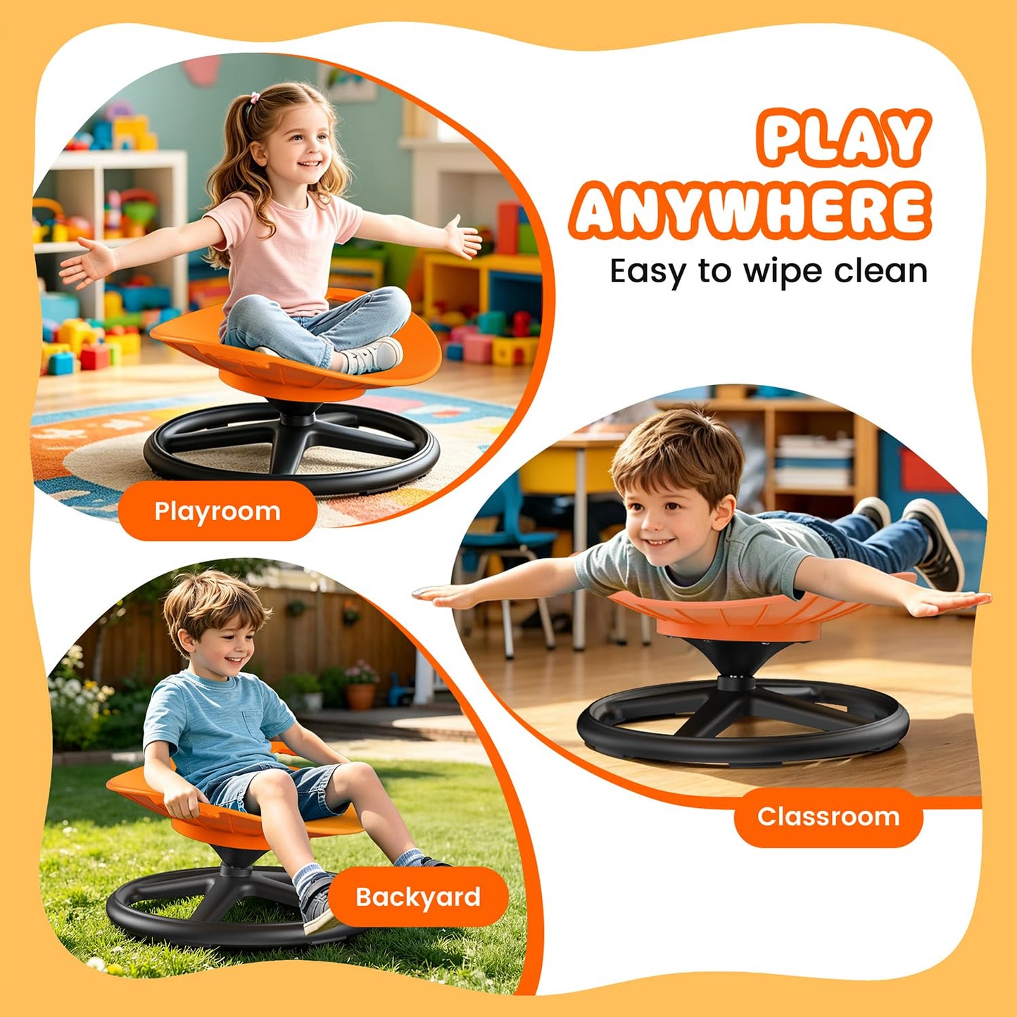 Tylunke Spinning Chair for Kids 360° Sensory Spinning Chair, Sensory Chair for Autistic & ADHD Kids, Kids Spinning Chair & Swivel Chair for Kids for Home Classroom Playroom