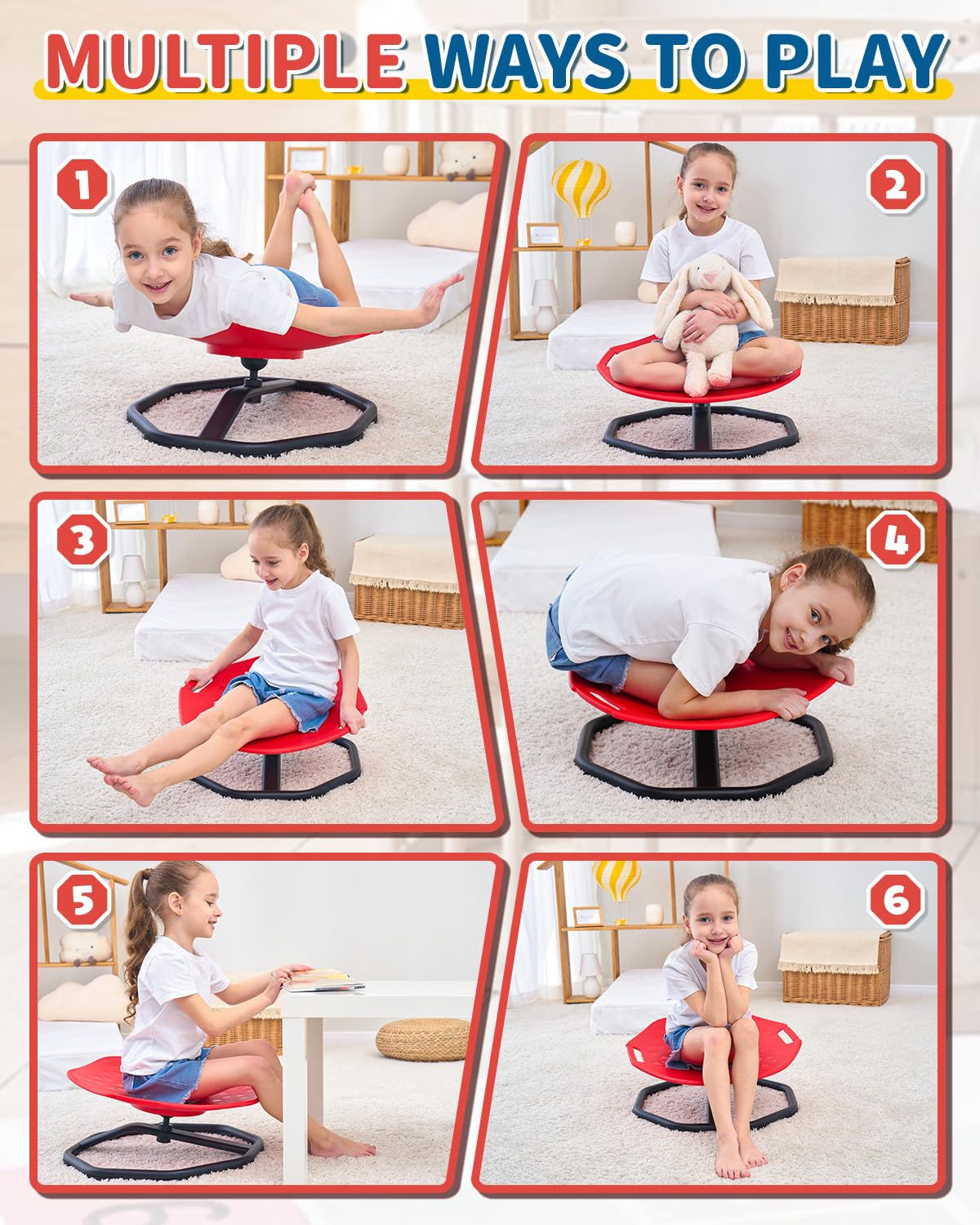 KidBloom Spinning Chair for Autistic Kids, Upgrade Handle Sensory Toys for Kids with Autism, ADHD Sensory Chair, Autism Sensory Products