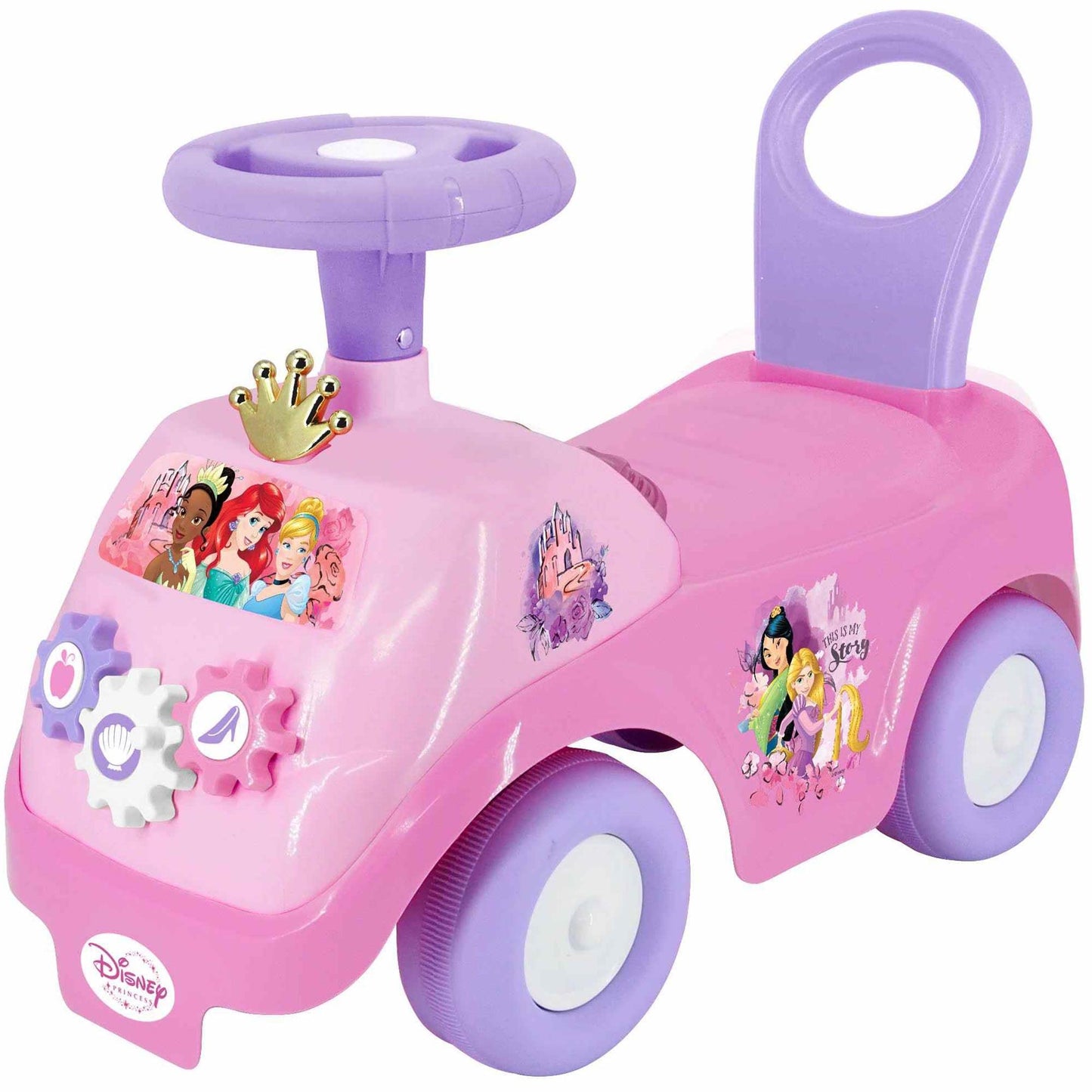 Disney Kiddieland Princess Lights & Sounds Toddler Ride On Foot-to-Floor Push Car with Interactive Dashboard Ages 12-36 Months Easy-Roll Wheels Safe Durable Construction