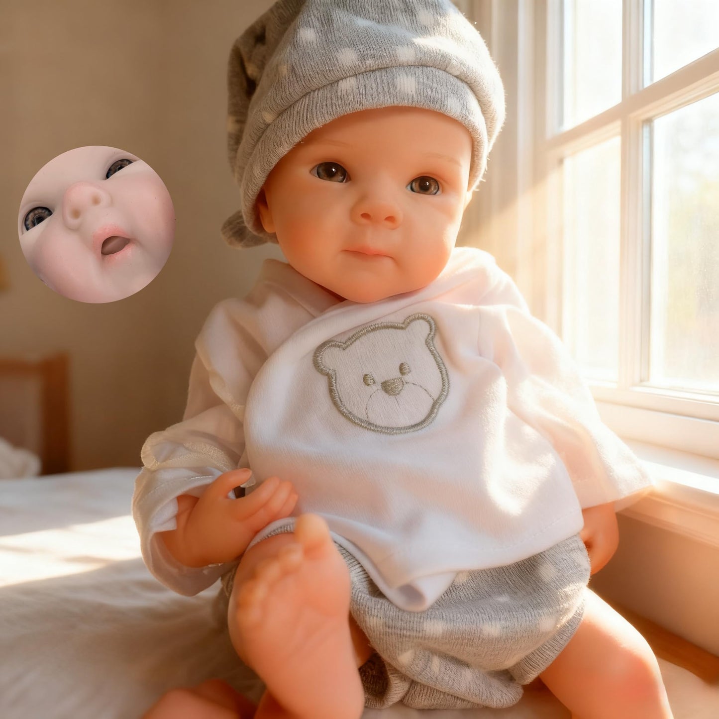 Aniiyy 13 Inch Full Body Silicone Baby Dolls Can Open Mouth Silicone Reborn Baby Dolls that Look Real Babies